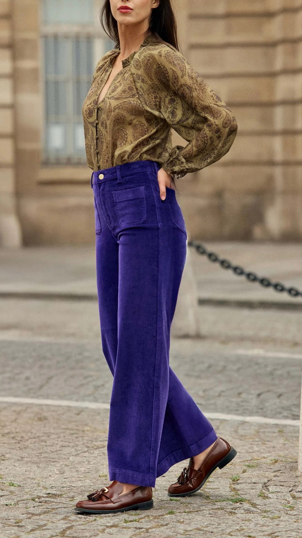 PANTALON LARGE EN VELOURS COTELE LA PETITE ETOILE ATLANTY#COLOR_VIOLET