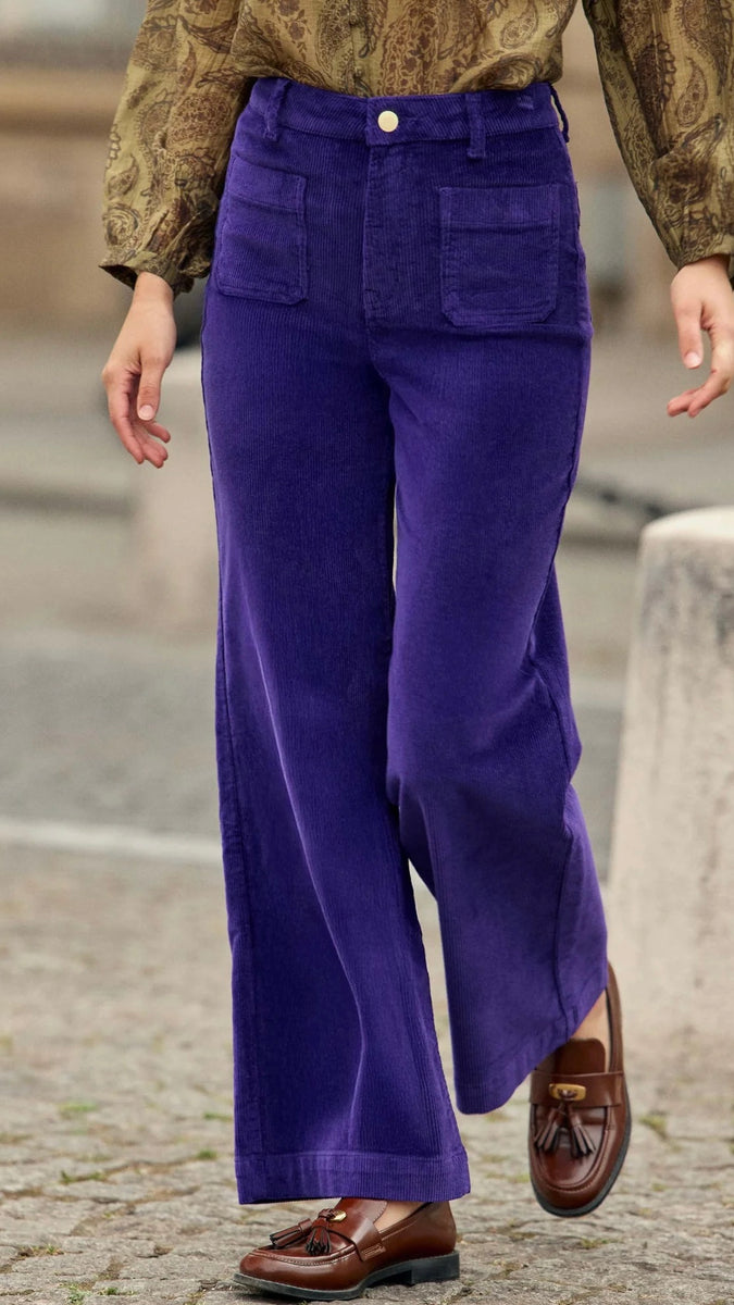 Pantalon Femme Golfino - Velours Stretch Souple - Taille 12-14 - Violet - Neuf Avec étiquette