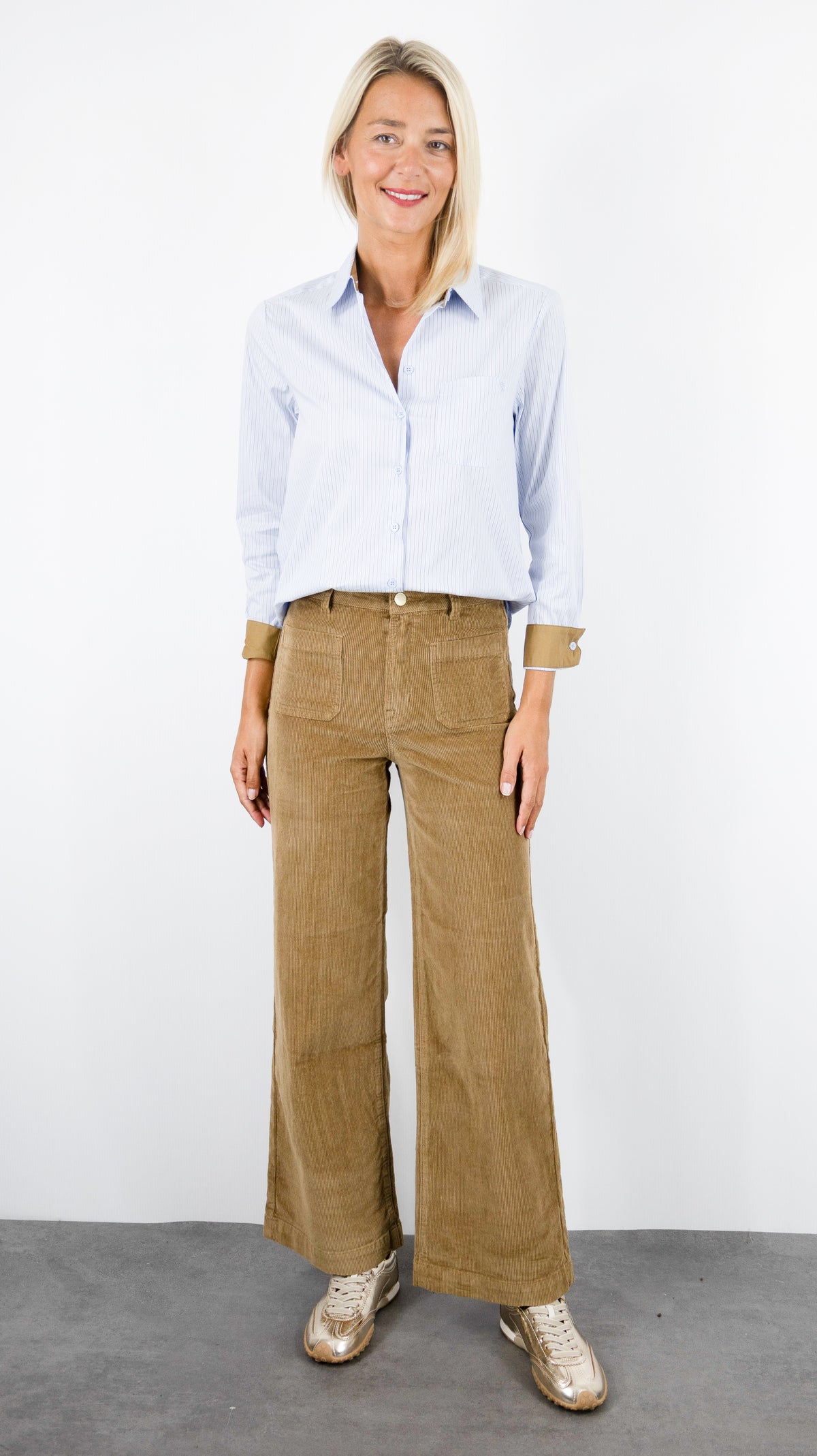 PANTALON LARGE EN VELOURS COTELE POUR FEMME LA PETITE ETOILE ATLANTY#COLOR_13/BEIGE