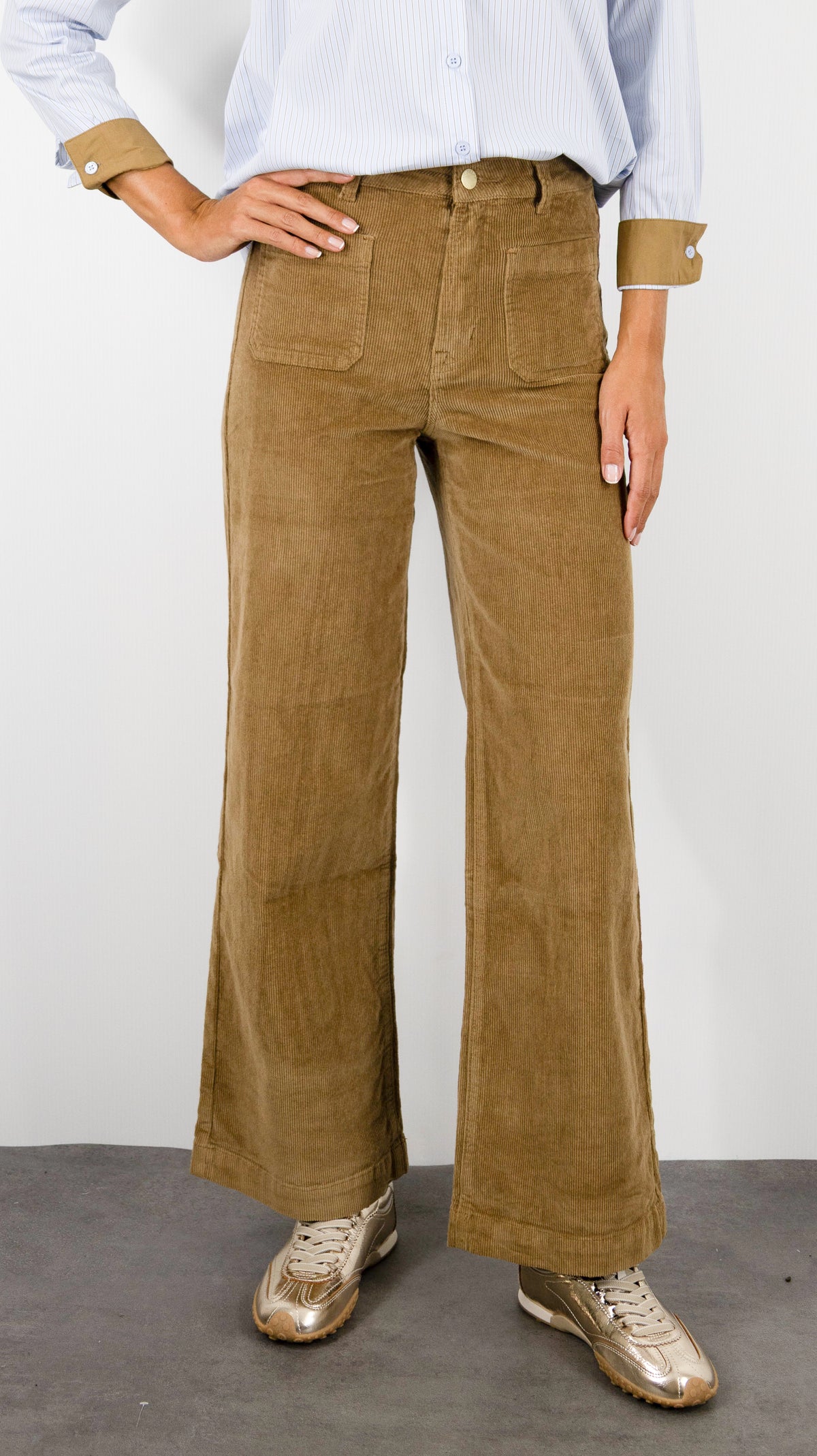 PANTALON LARGE EN VELOURS COTELE POUR FEMME LA PETITE ETOILE ATLANTY#COLOR_13/BEIGE