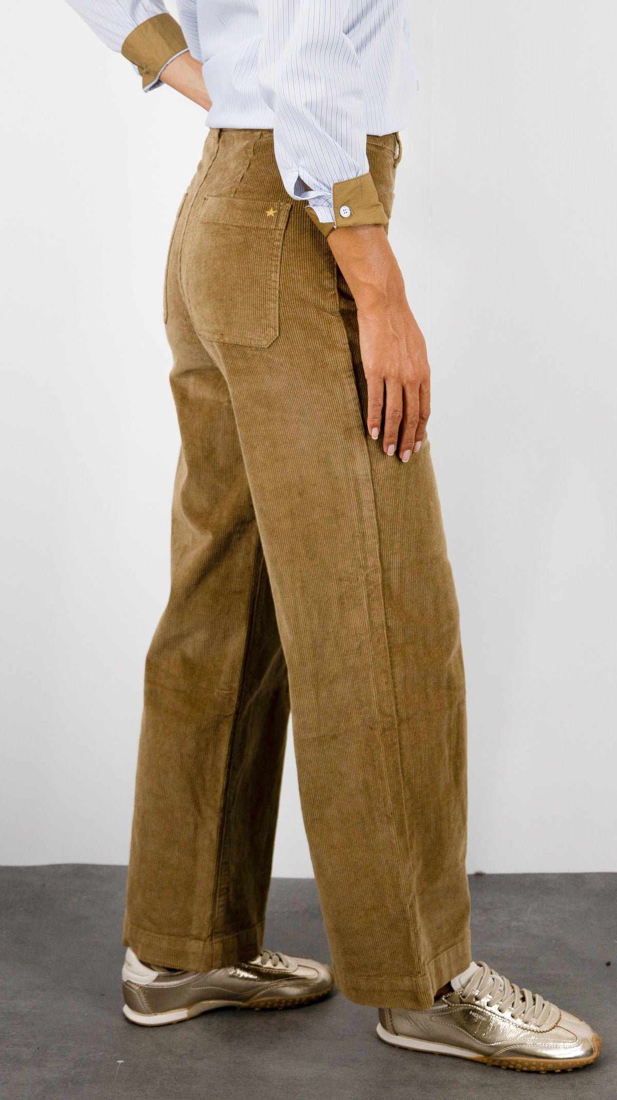 PANTALON LARGE EN VELOURS COTELE POUR FEMME LA PETITE ETOILE ATLANTY#COLOR_13/BEIGE