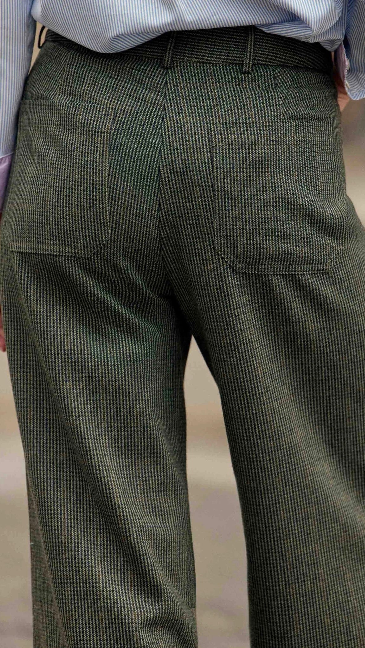PANTALON PRINCE DE GALLES KAKI BOUTONS RIVET FEMME LA PETITE ETOILE ATLANY