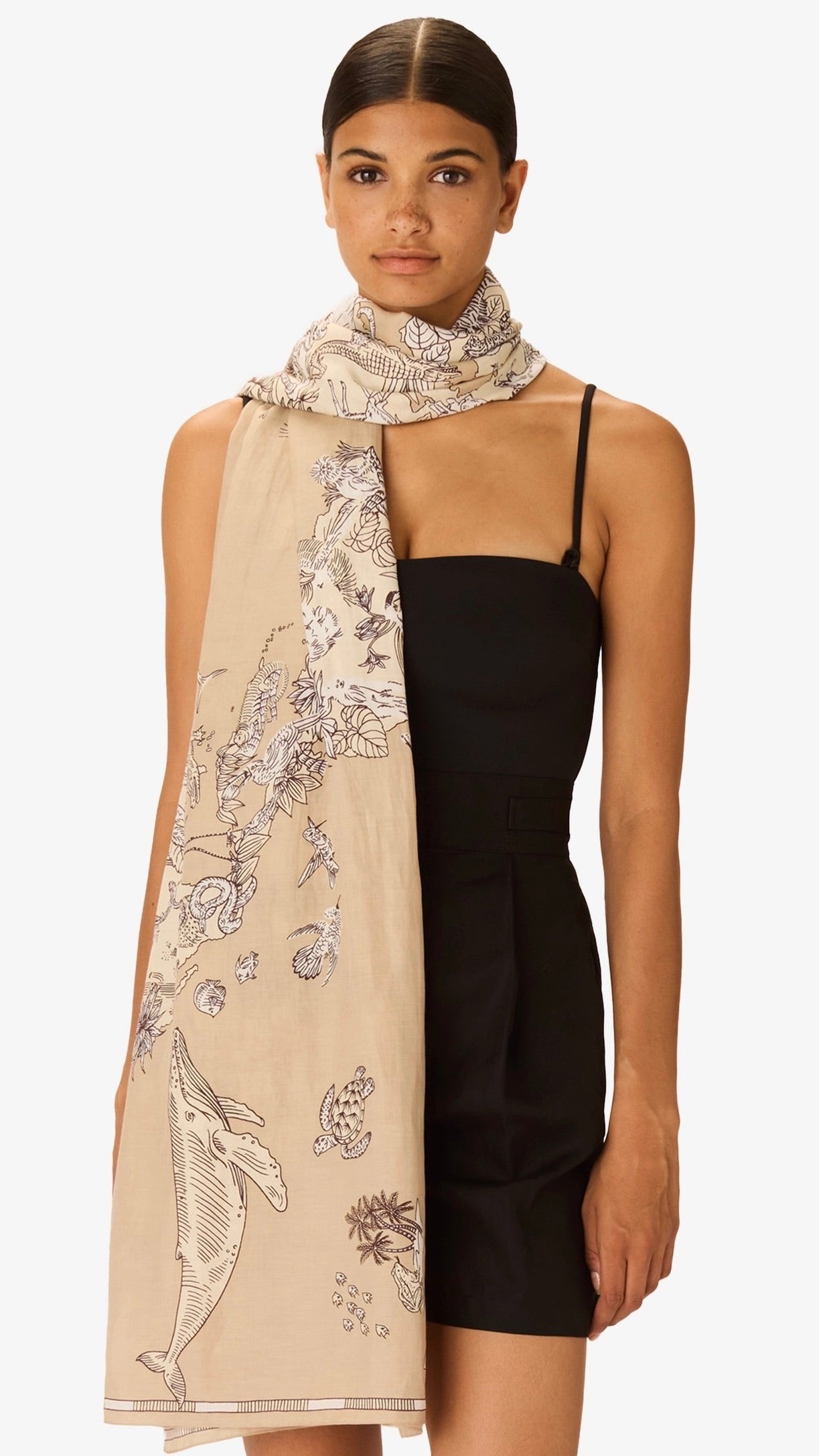 FOULARD IMPRIME FEMME EN COTON#COLOR_NATURAL/NATUREL