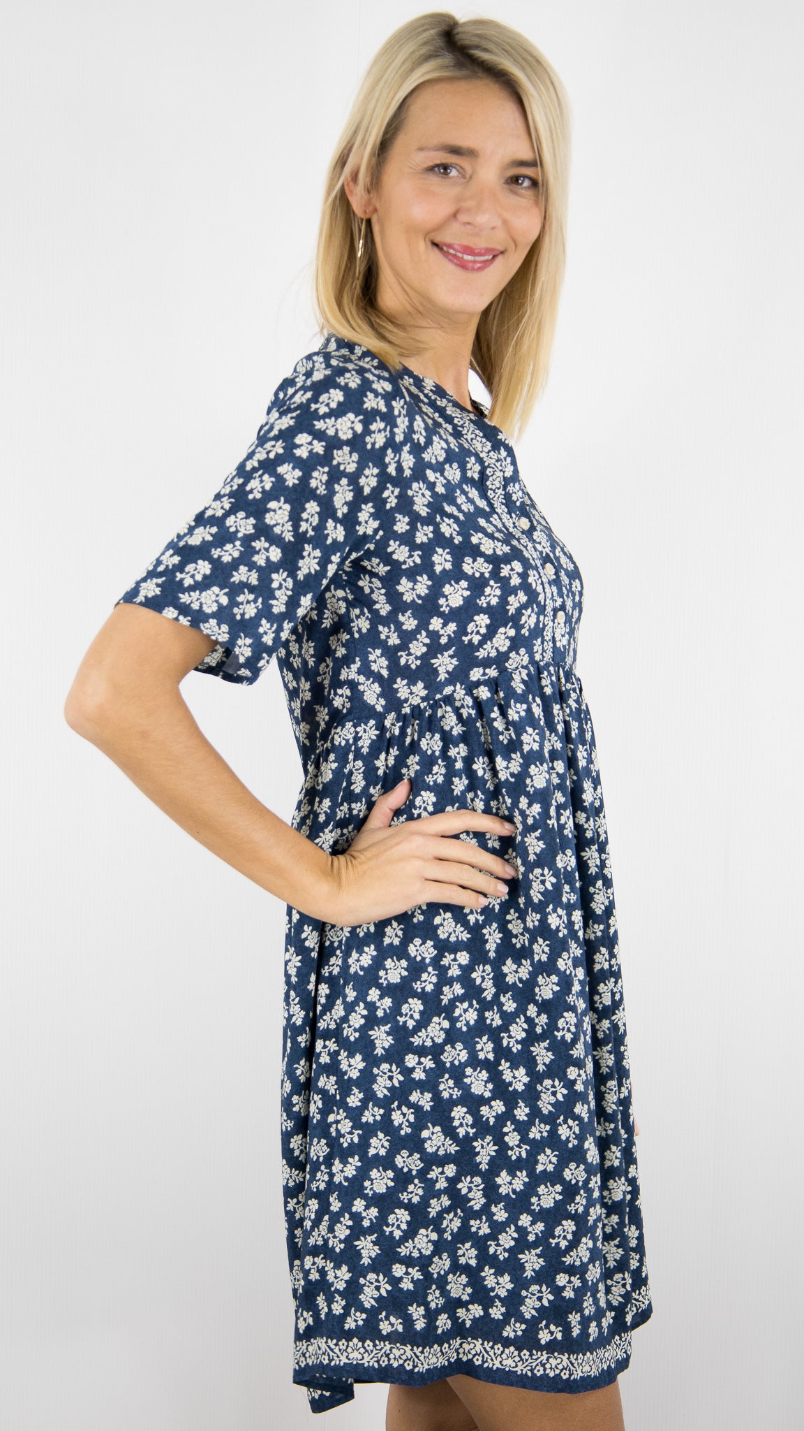 ROBE FLUIDE FLEURIE INDIGO PABLO AUGUSTA