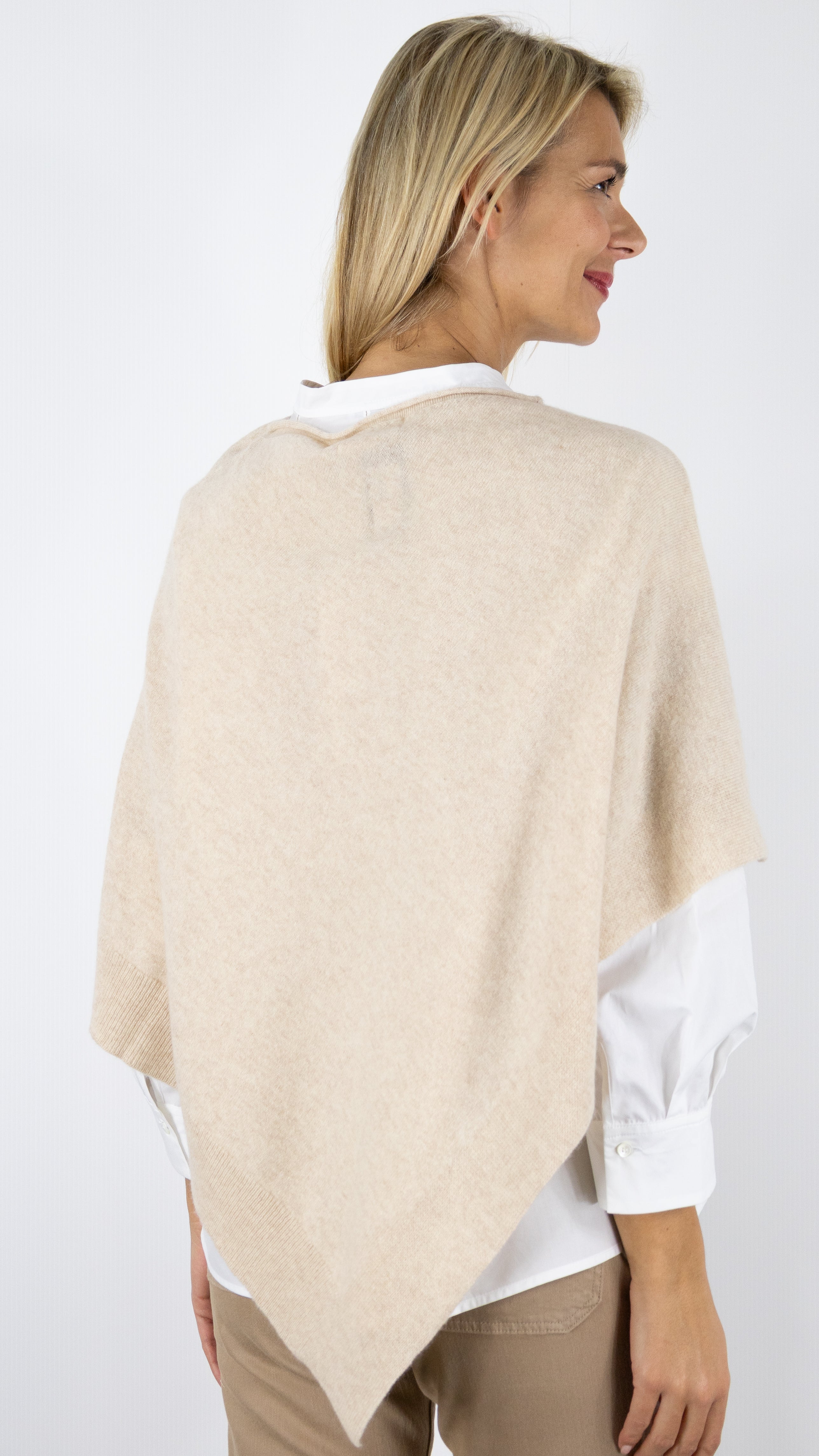 CAPE PONCHO COL ROND NOT SHY AUGUSTE#COLOR_BEIGE CHINE