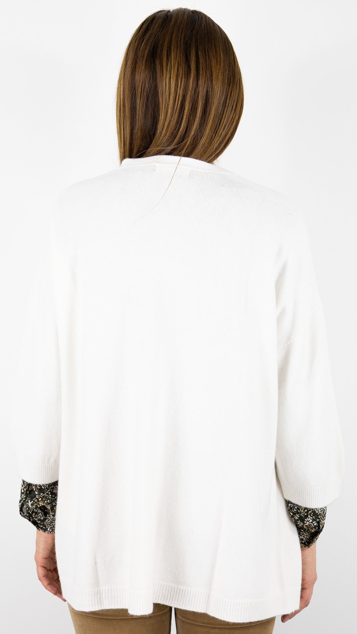 GILET LONG MANCHES 3/4 ALEXANDRE LAURENT B8618#COLOR_ECRU