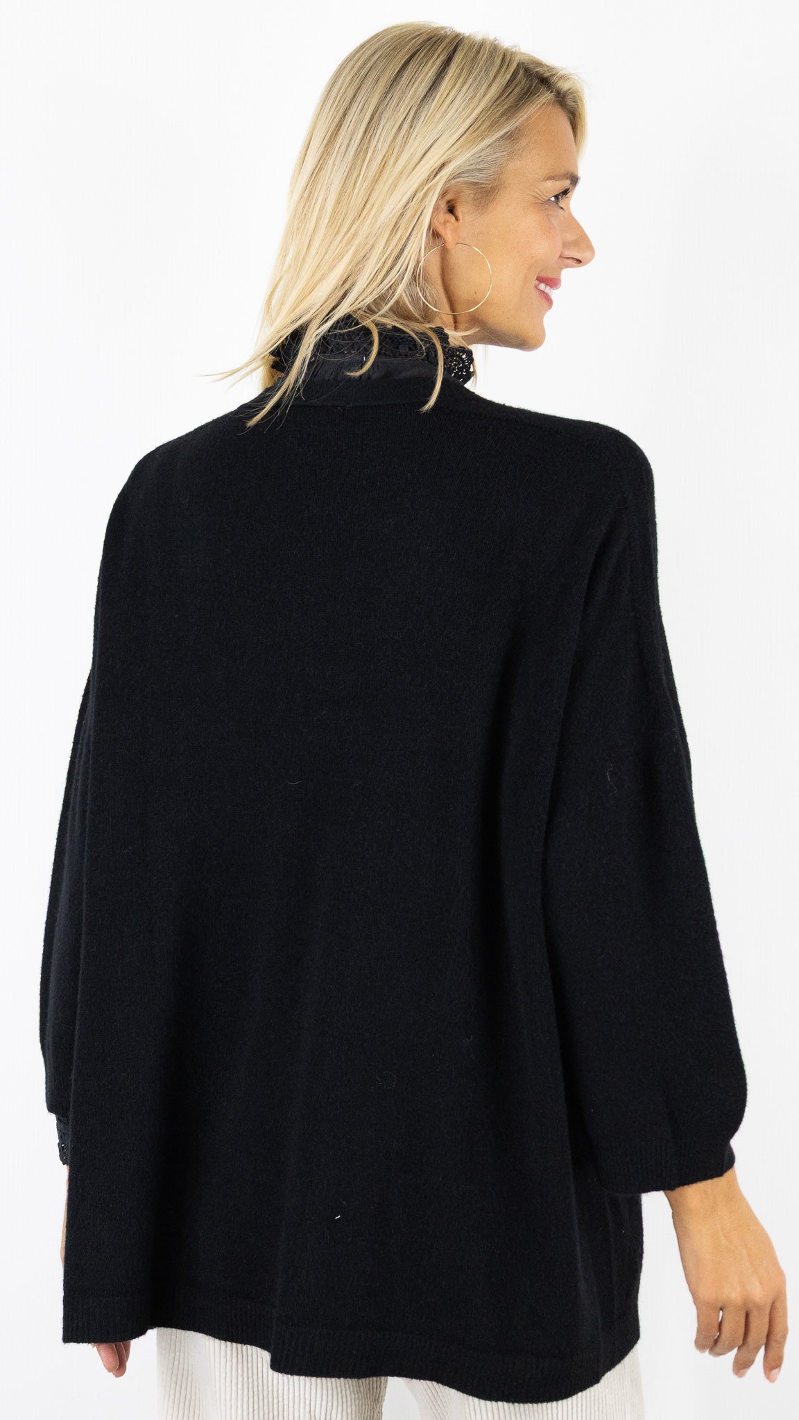 GILET LONG MANCHES 3/4 ALEXANDRE LAURENT B8618#COLOR_NOIR