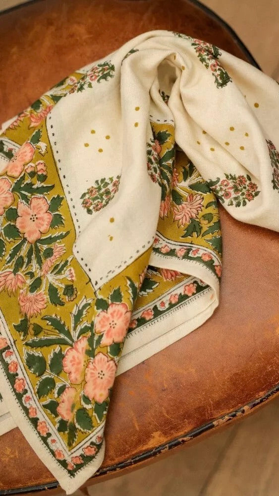 FOULARD IMPRIME EN COTON BALKAN BELLEMME#color_ECRU