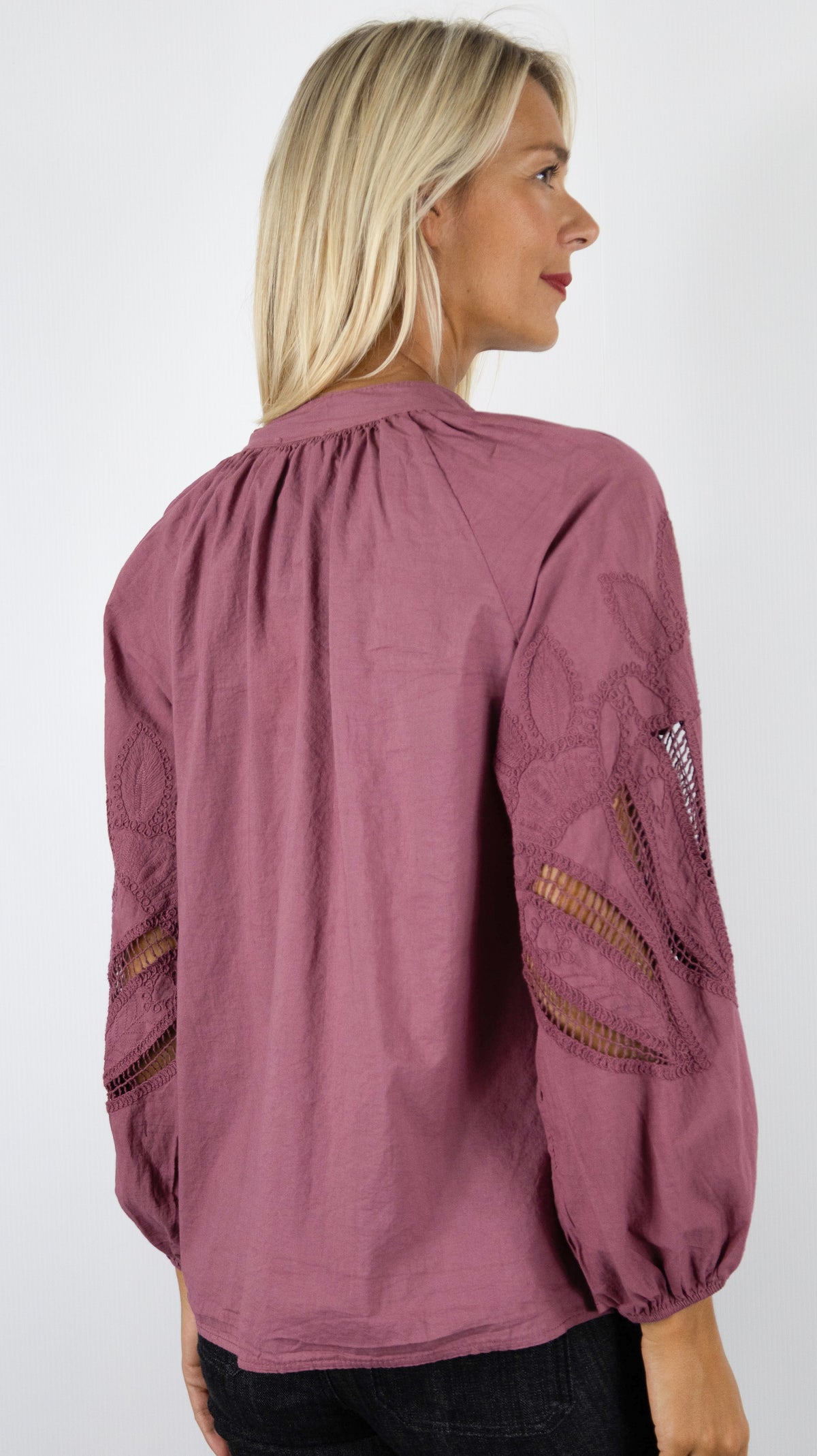 BLOUSE EVASEE BRODEE AJOUREE EN COTON ANDROMEDE 829753#COLOR_TERRACOTTA