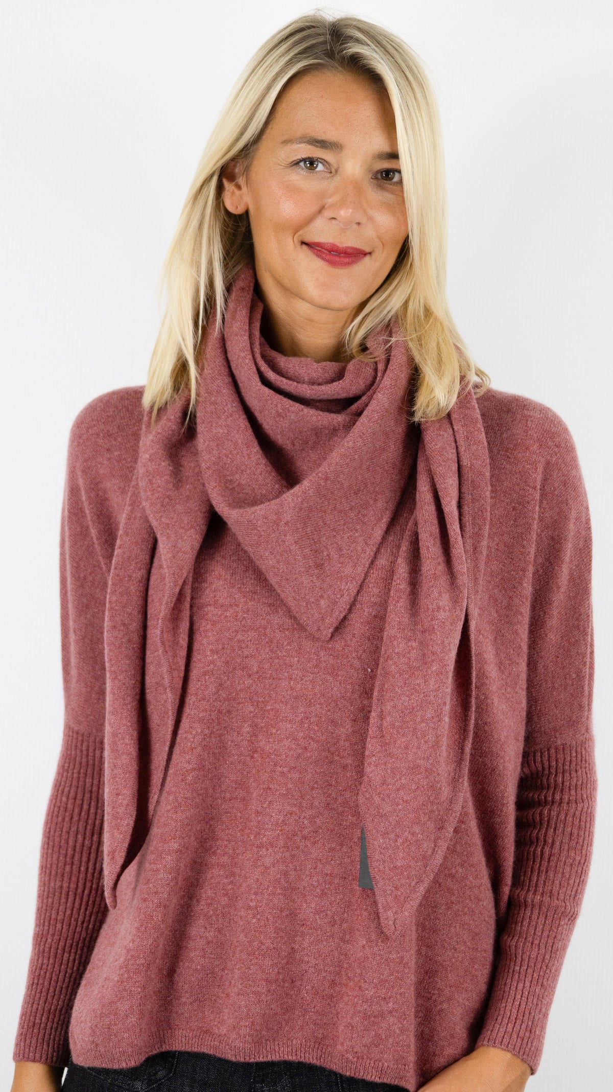 FOULARD EN POINTE EN CACHEMIRE NOT SHY ELEONORE#COLOR_OLD PINK/VIEUX ROSE