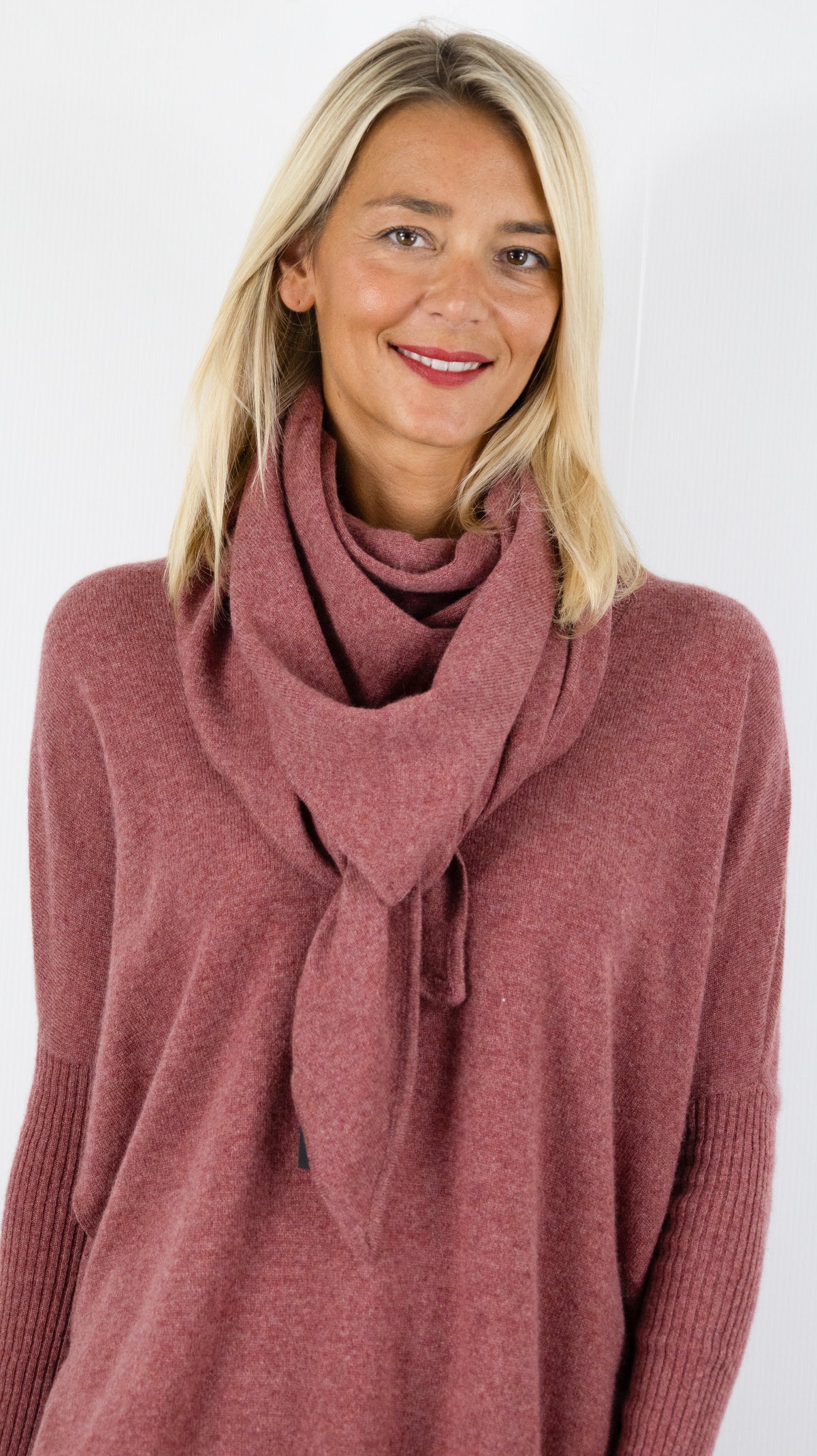 FOULARD EN POINTE EN CACHEMIRE NOT SHY ELEONORE#COLOR_OLD PINK/VIEUX ROSE