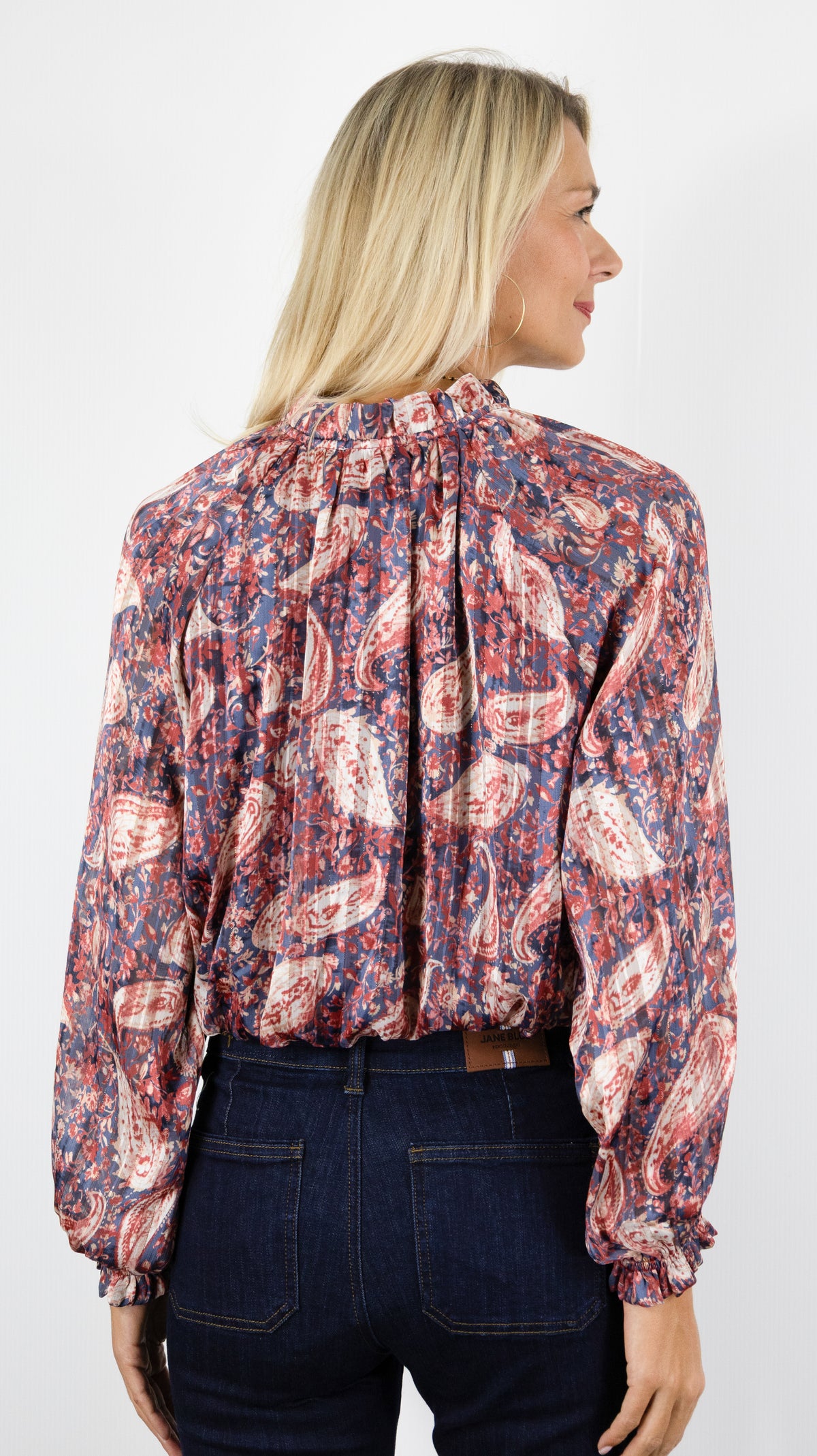 BLOUSE IMPRIMEE CACHEMIRE LUREX POUR FEMME  YCOO 30773B BORDEAU