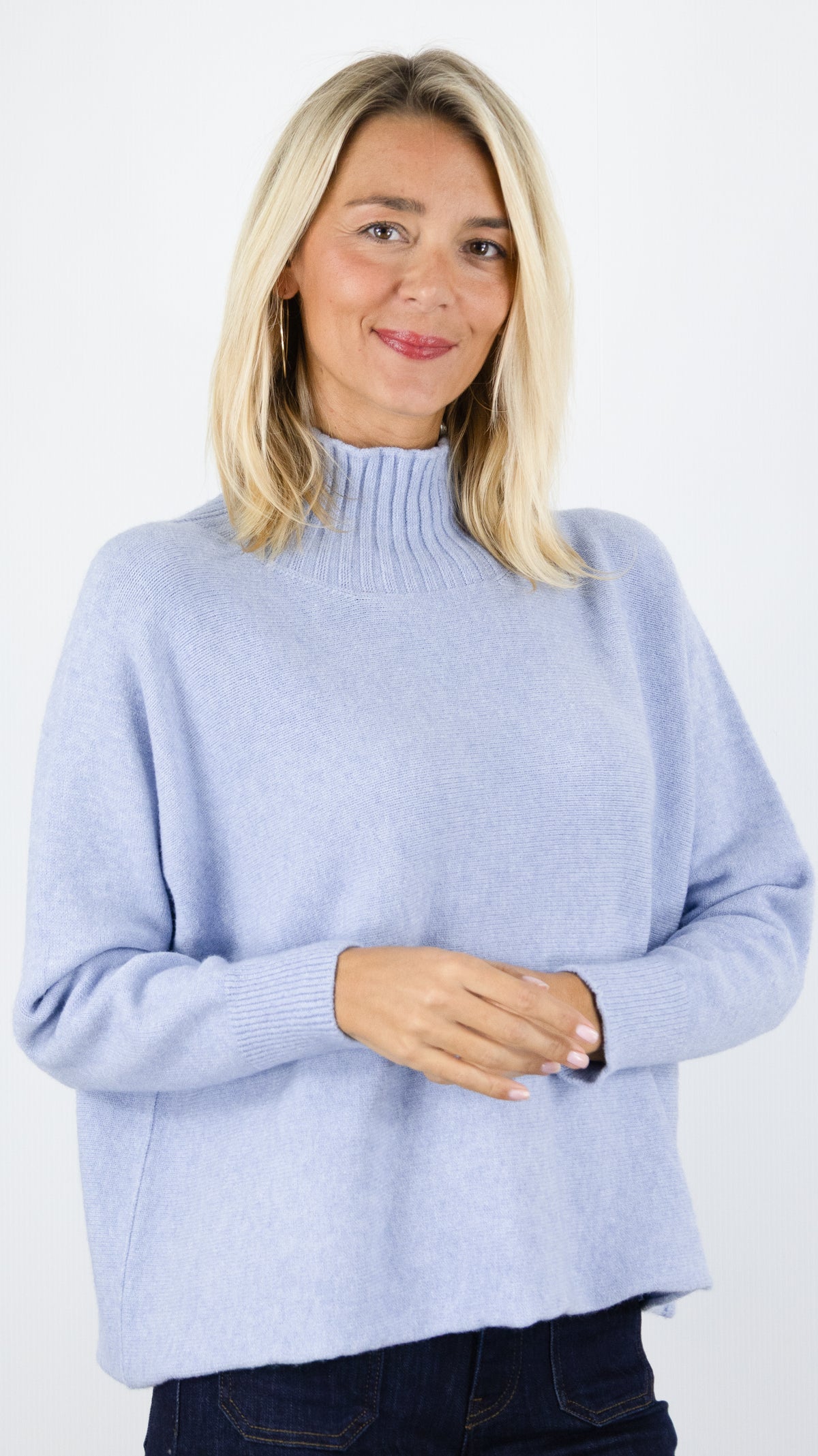 PULL AMPLE COL MONTANT POUR FEMME ALEXANDRE LAURENT C8786#COLOR_JEAN CLAIR