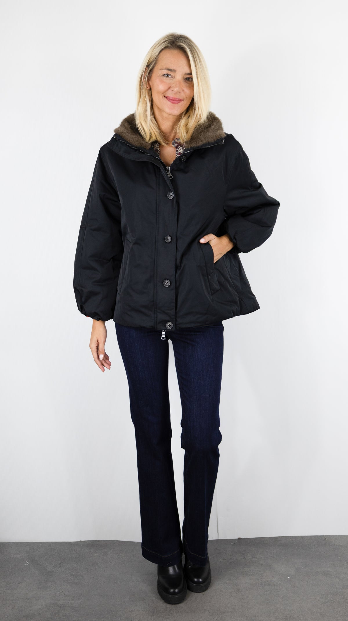 PARKA EVASEE A CAPUCHE POUR FEMME BLONDE N°8 DANTE#COLOR_200/NOIR