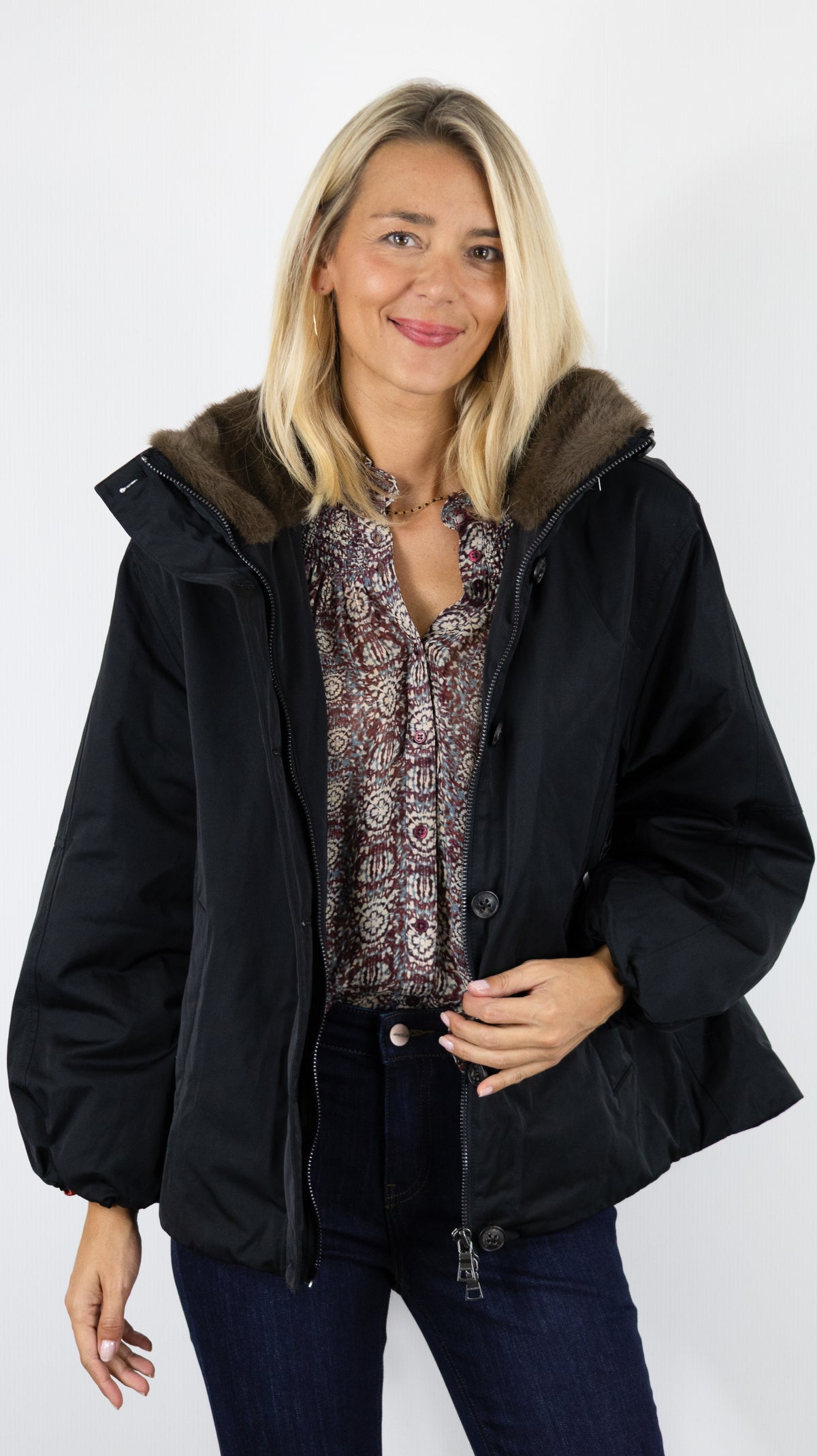 PARKA EVASEE A CAPUCHE POUR FEMME BLONDE N°8 DANTE#COLOR_200/NOIR