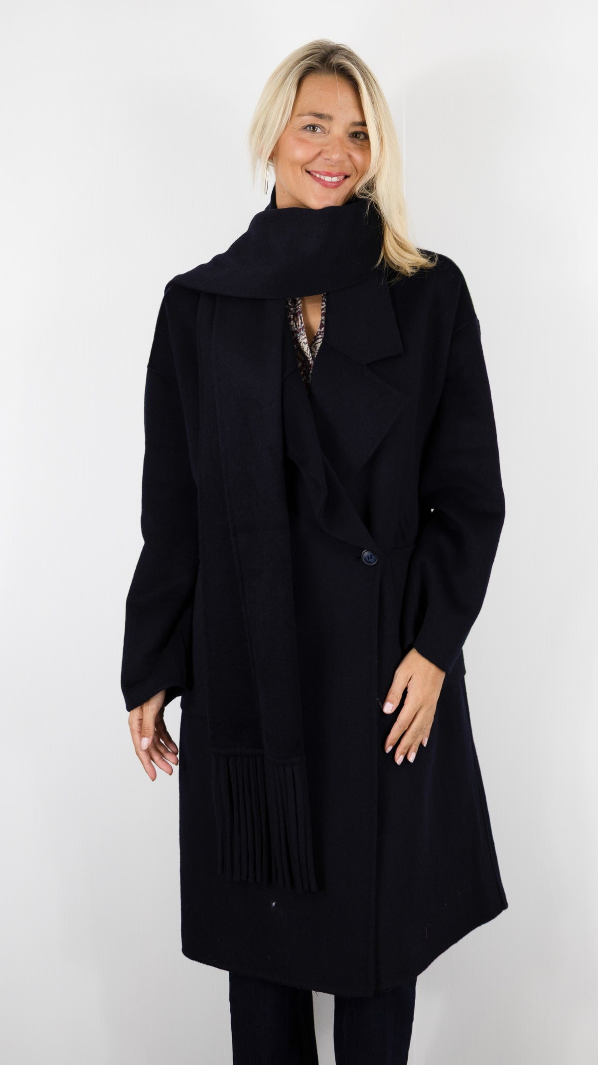 MANTEAU LONG ECHARPE INTEGREE MARINE IMPERIAL K8911CA87 