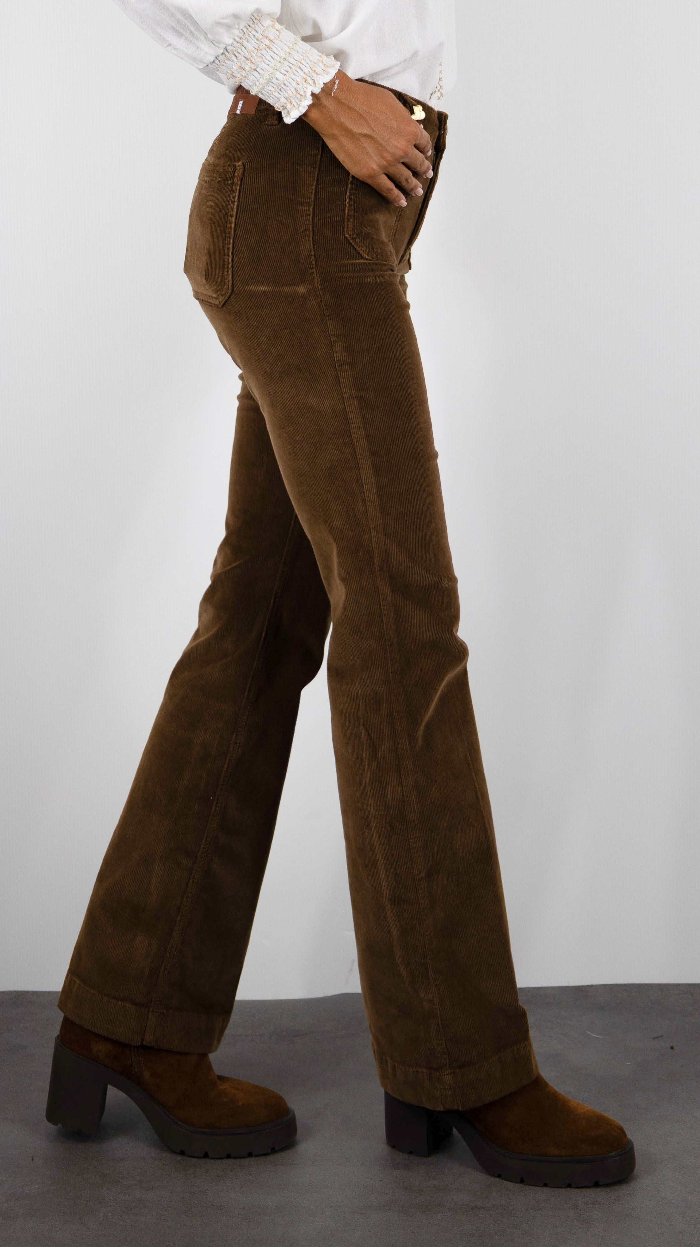 JEANS EVASE EN VELOURS POUR FEMME JANE BLUE BASTILLE NOTTING HILL#COLOR_CAMEL