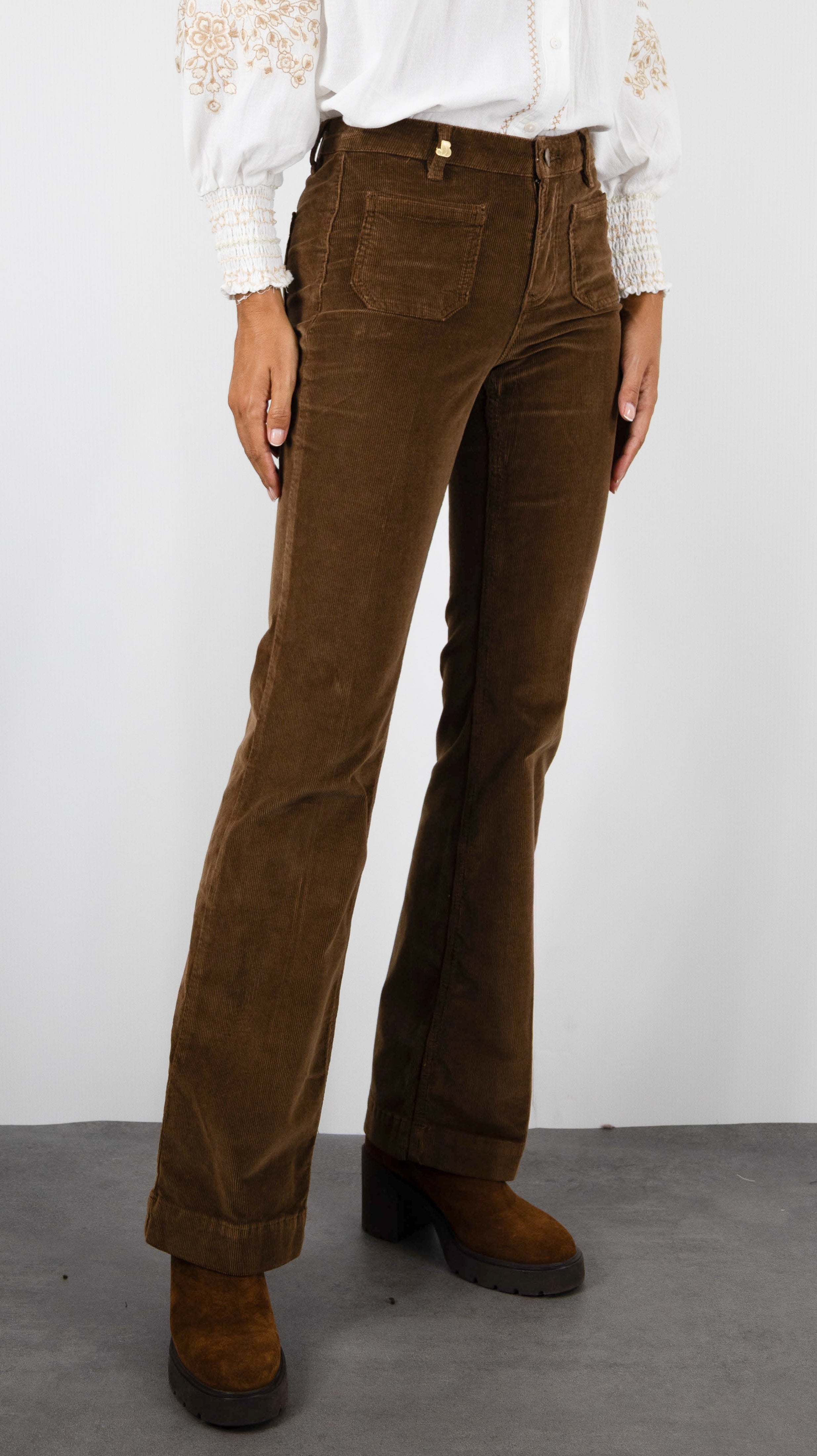 JEANS EVASE EN VELOURS POUR FEMME JANE BLUE BASTILLE NOTTING HILL#COLOR_CAMEL