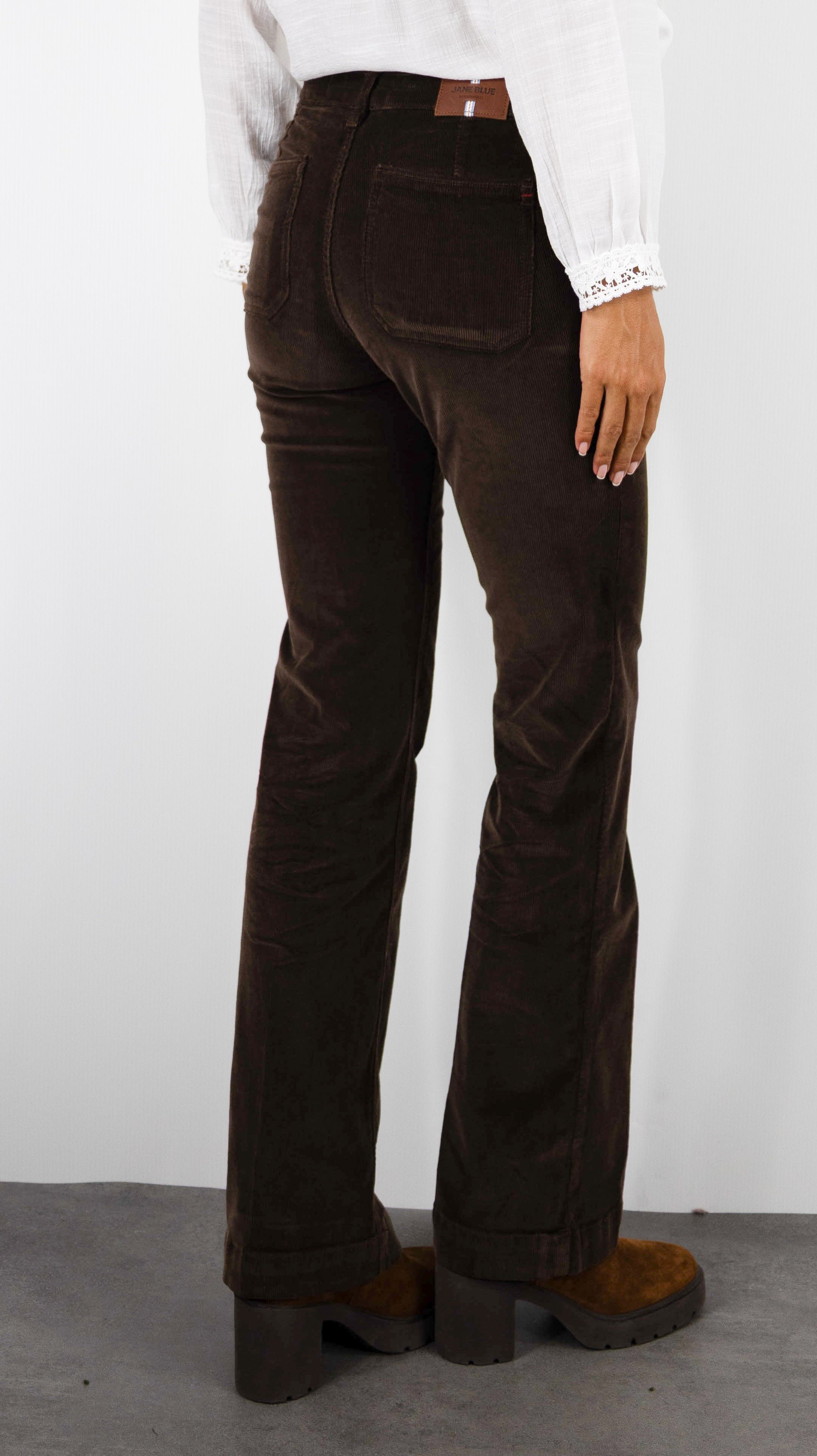 JEANS EVASE EN VELOURS POUR FEMME JANE BLUE BASTILLE NOTTING HILL#COLOR_CHOCO
