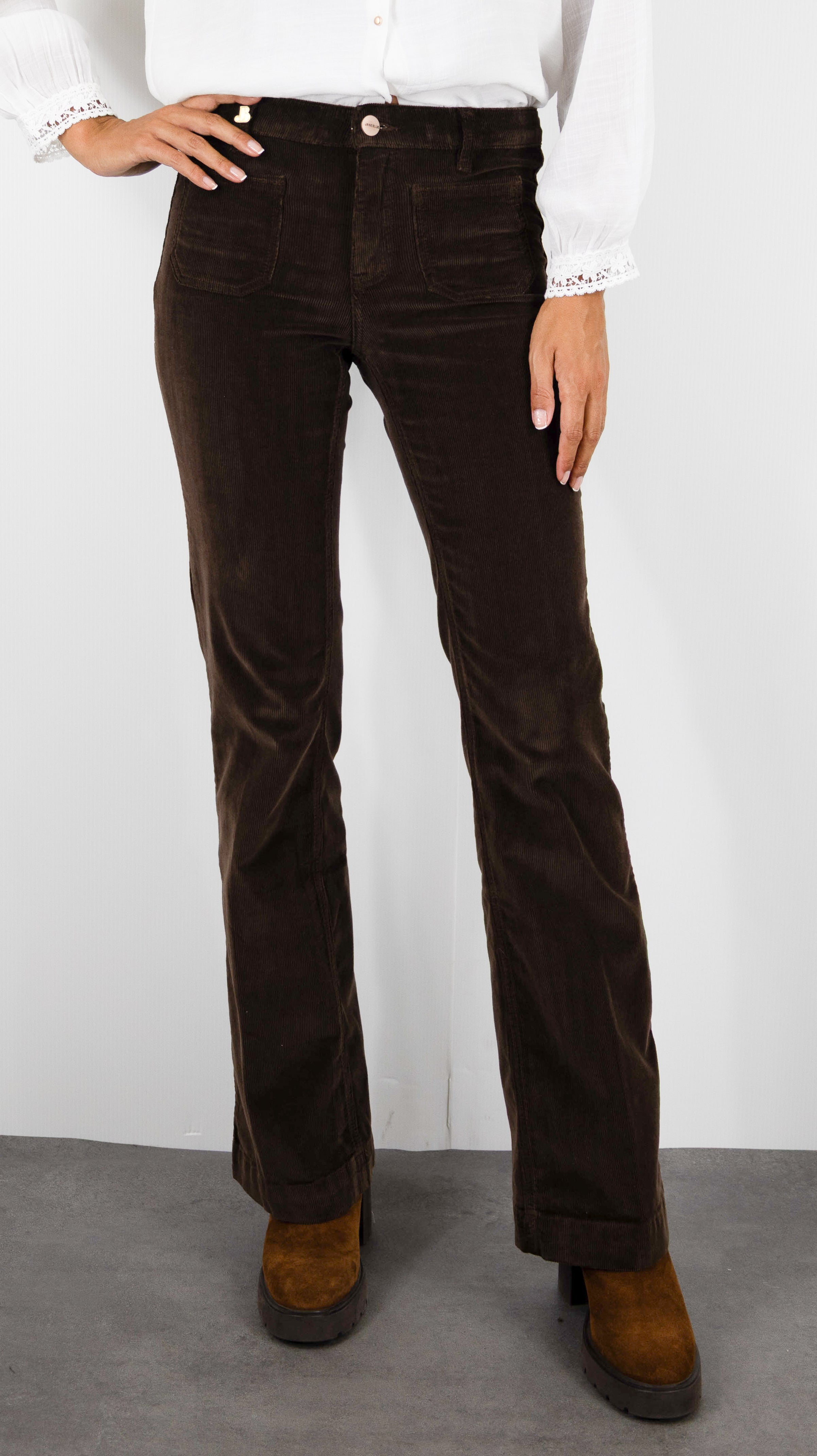 JEANS EVASE EN VELOURS POUR FEMME JANE BLUE BASTILLE NOTTING HILL#COLOR_CHOCO