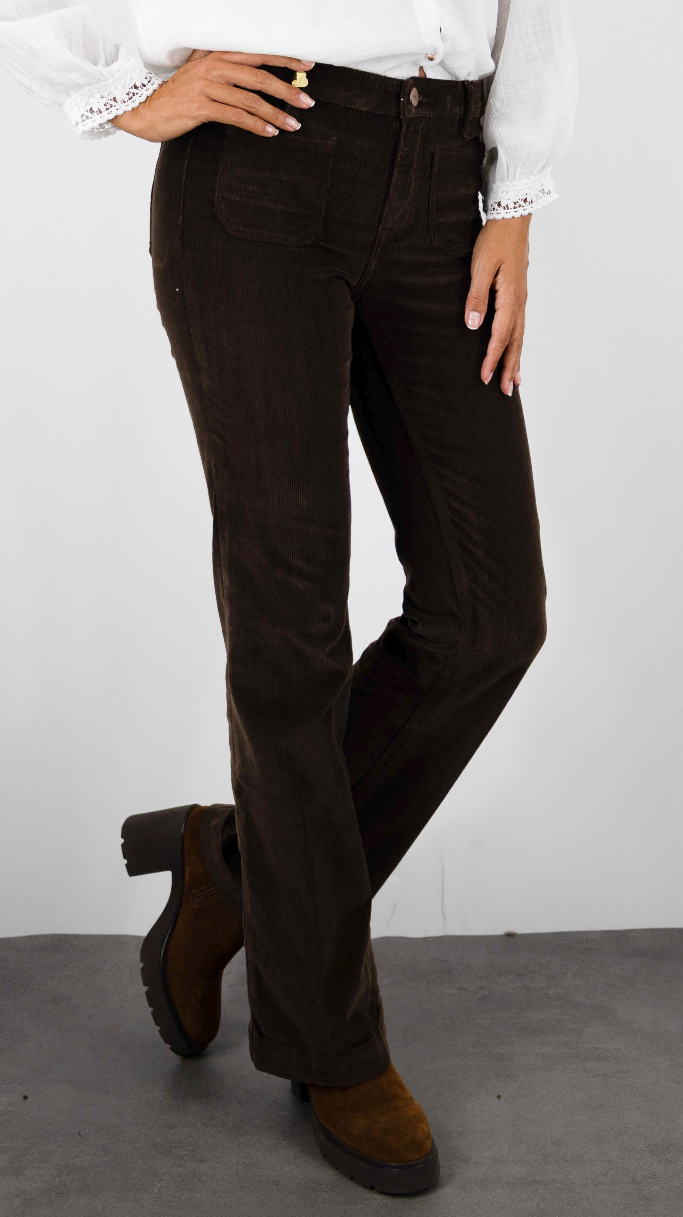 JEANS EVASE EN VELOURS POUR FEMME JANE BLUE BASTILLE NOTTING HILL#COLOR_CHOCO