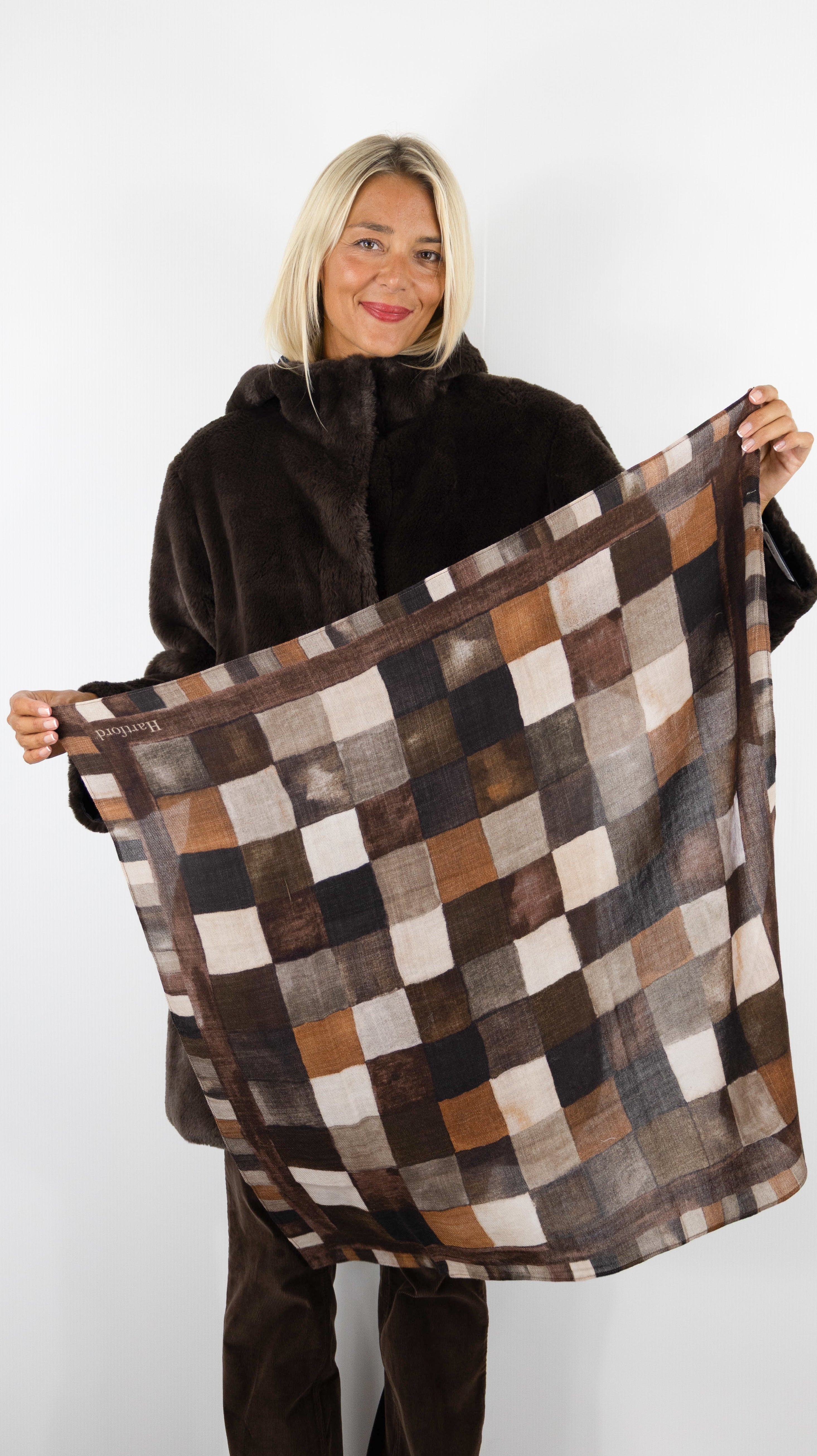 FOULARD BANDANA HARTFORD GEOMETRIC BANDANA#COLOR_02/BROWN
