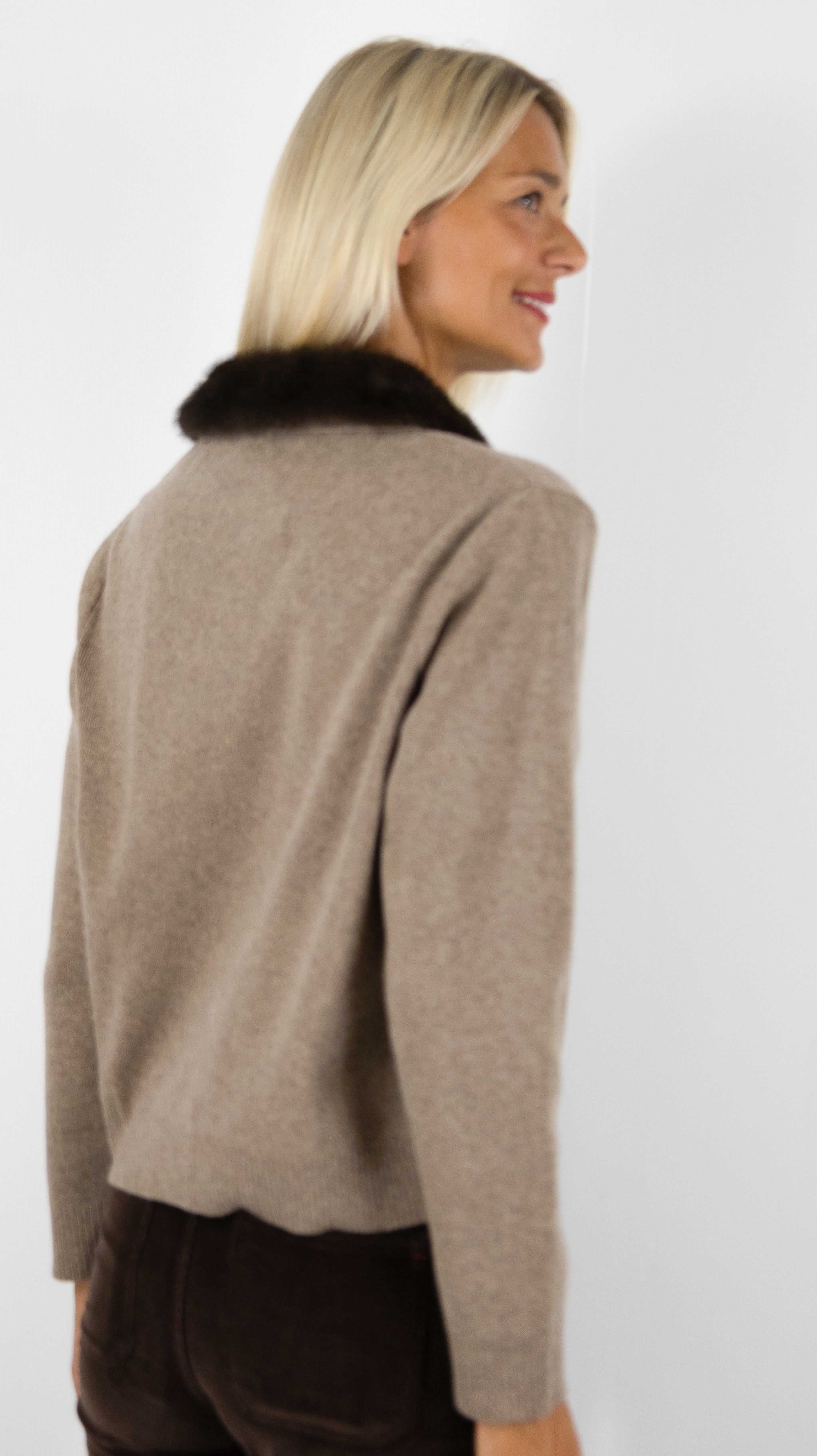 GILET COL POLO GERARD DAREL RILA TAUPE