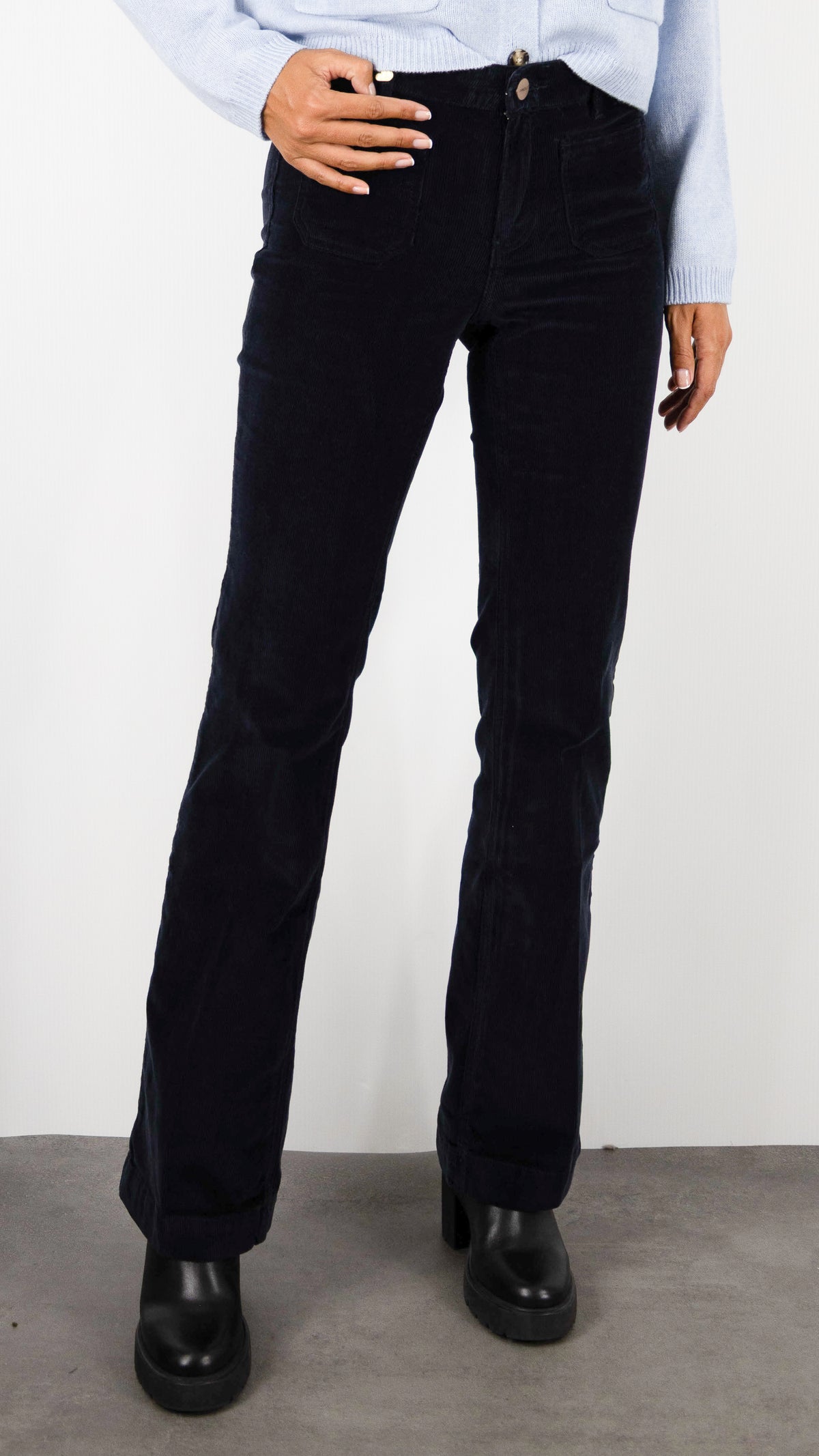 JEANS EVASE EN VELOURS POUR FEMME JANE BLUE BASTILLE NOTTING HILL#COLOR_MARINE