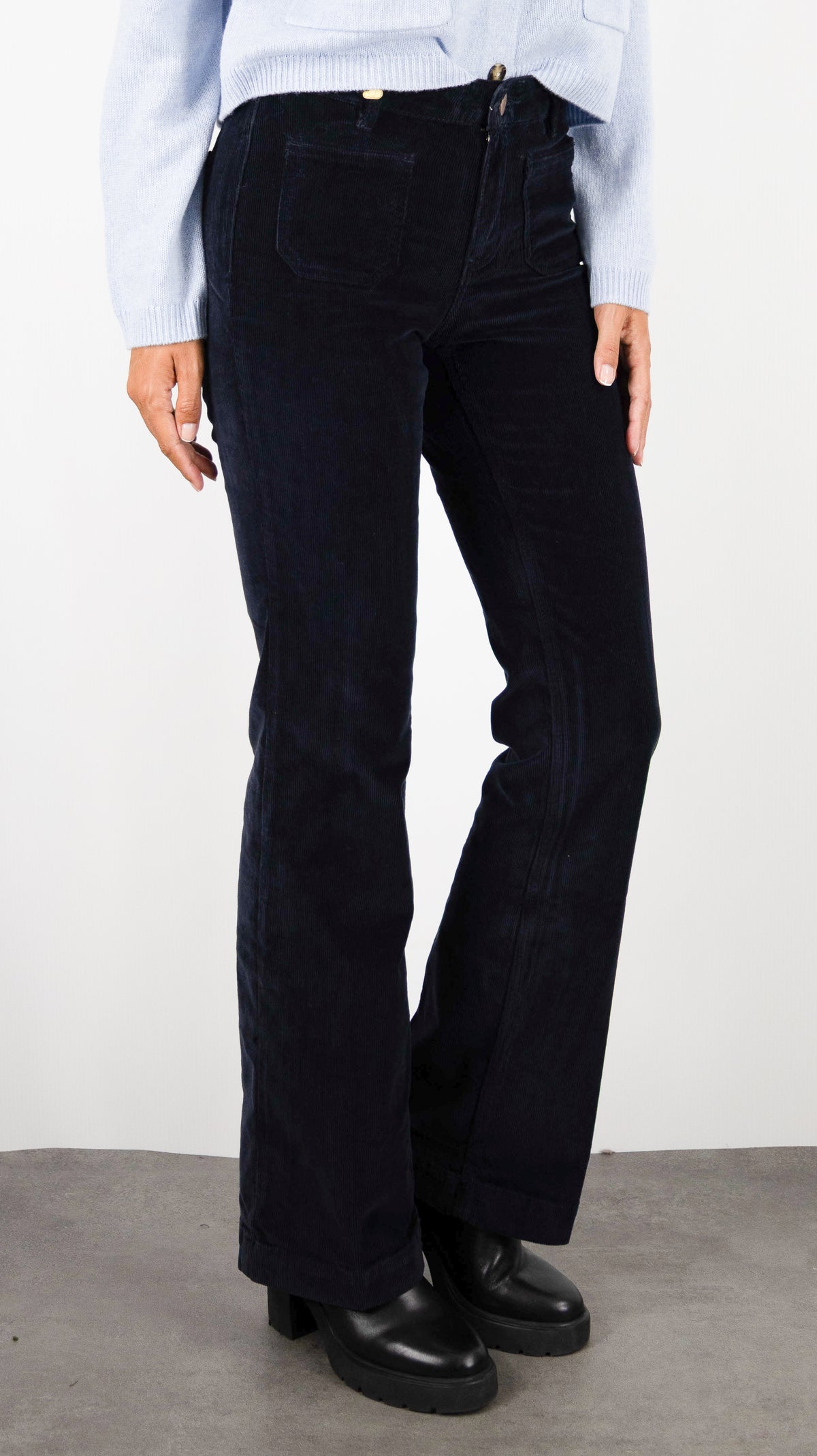JEANS EVASE EN VELOURS POUR FEMME JANE BLUE BASTILLE NOTTING HILL#COLOR_MARINE