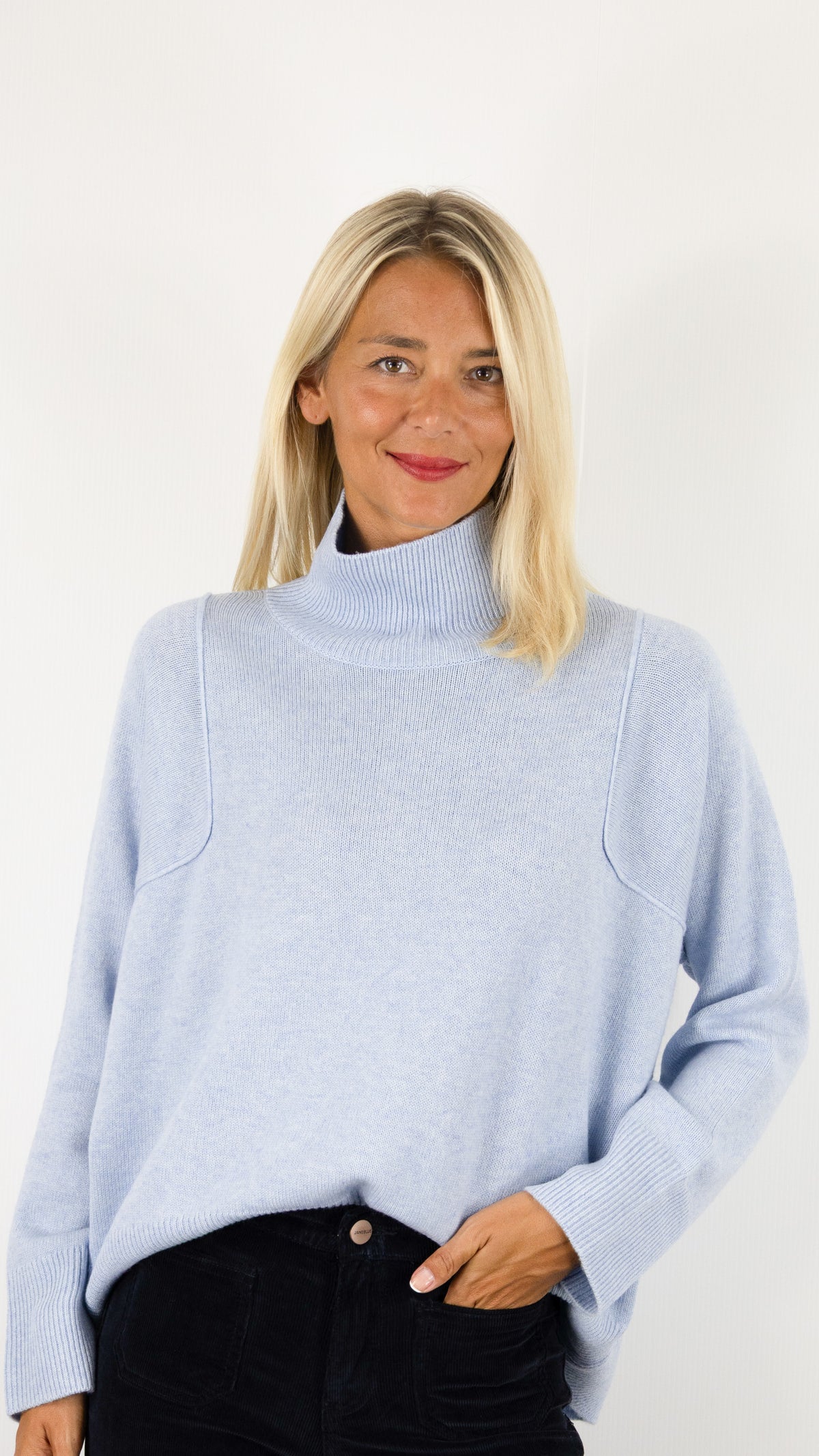 PULL COL CHEMINÉE MAILLE CHINÉE AMPLE POUR FEMME NOTSHY WENDY#COLOR_CIEL CHINE