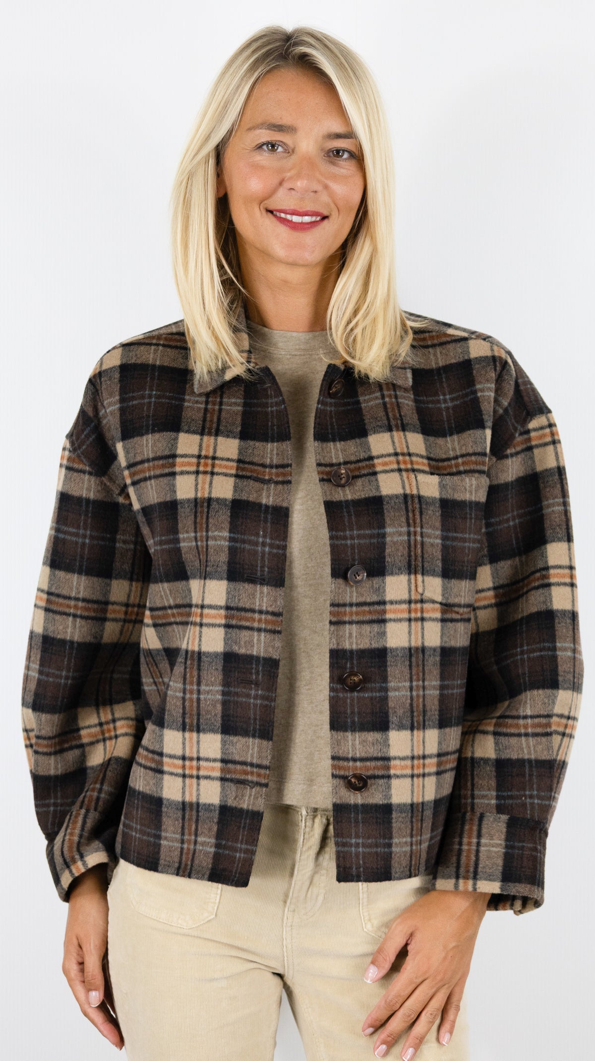 VESTE COURTE ECOSSAISE CHOCO GERARD DAREL JOSIA