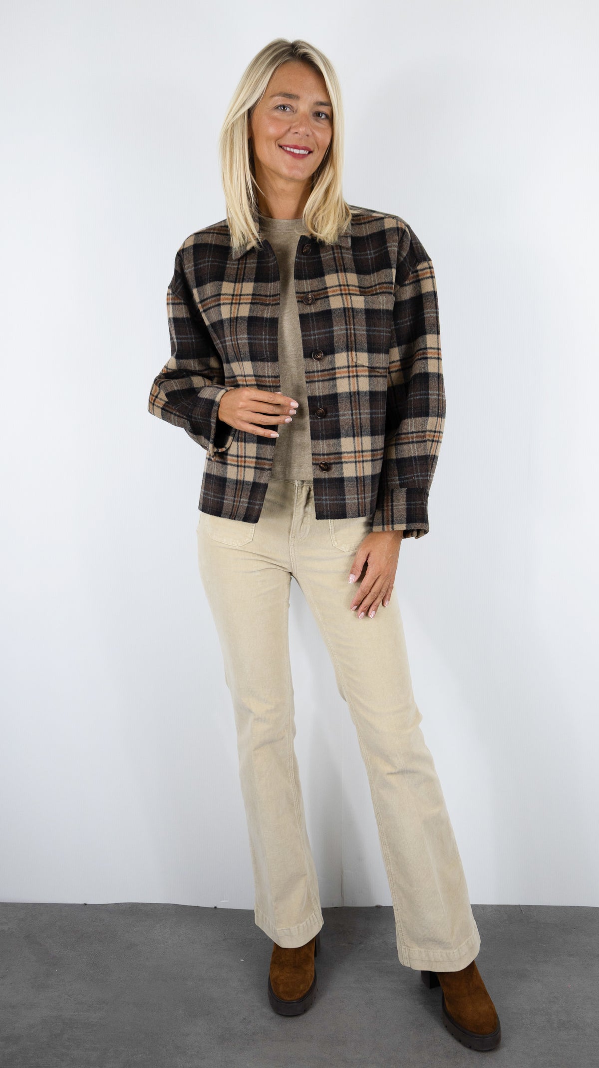 VESTE COURTE ECOSSAISE CHOCO GERARD DAREL JOSIA