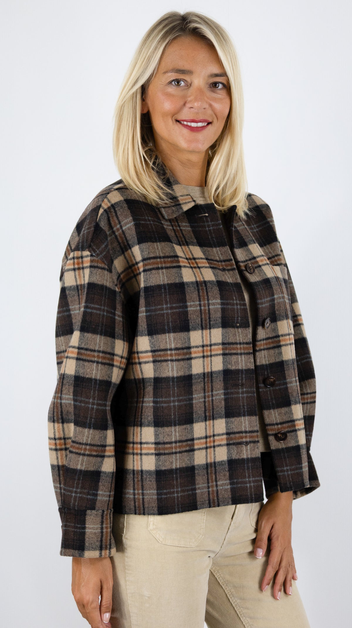 VESTE COURTE ECOSSAISE CHOCO GERARD DAREL JOSIA