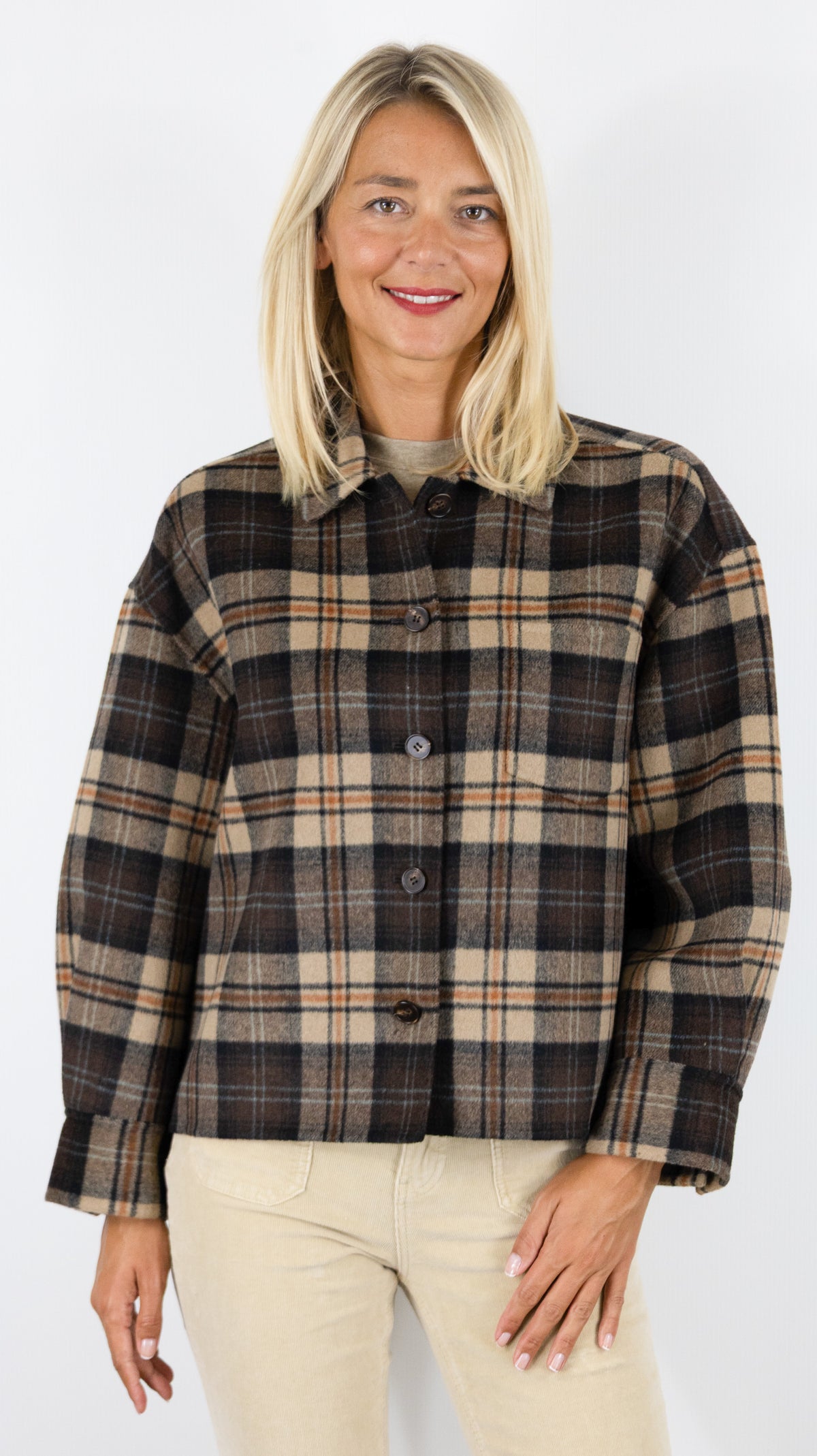 VESTE COURTE ECOSSAISE CHOCO GERARD DAREL JOSIA