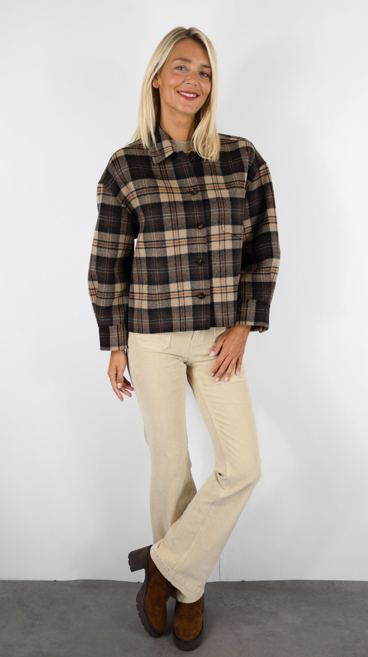 VESTE COURTE ECOSSAISE CHOCO GERARD DAREL JOSIA