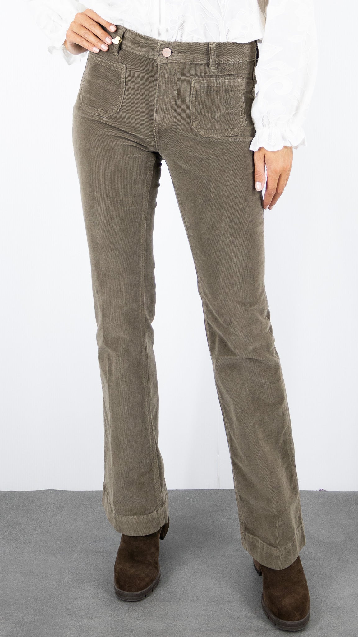 JEANS FLARE EN VELOURS MILLERAIES POUR FEMME JANE BLUE BASTILLE TINY CORD#COLOR_CHATAIGNE/TAUPE