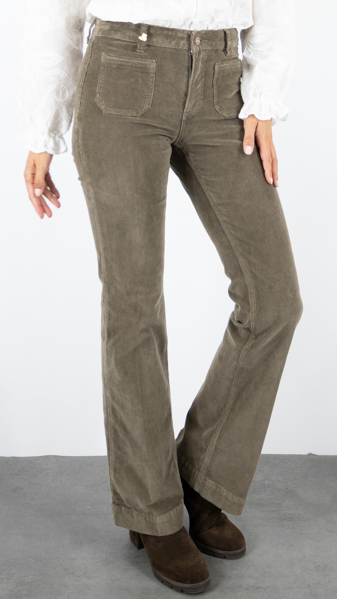 JEANS FLARE EN VELOURS MILLERAIES POUR FEMME JANE BLUE BASTILLE TINY CORD#COLOR_CHATAIGNE/TAUPE