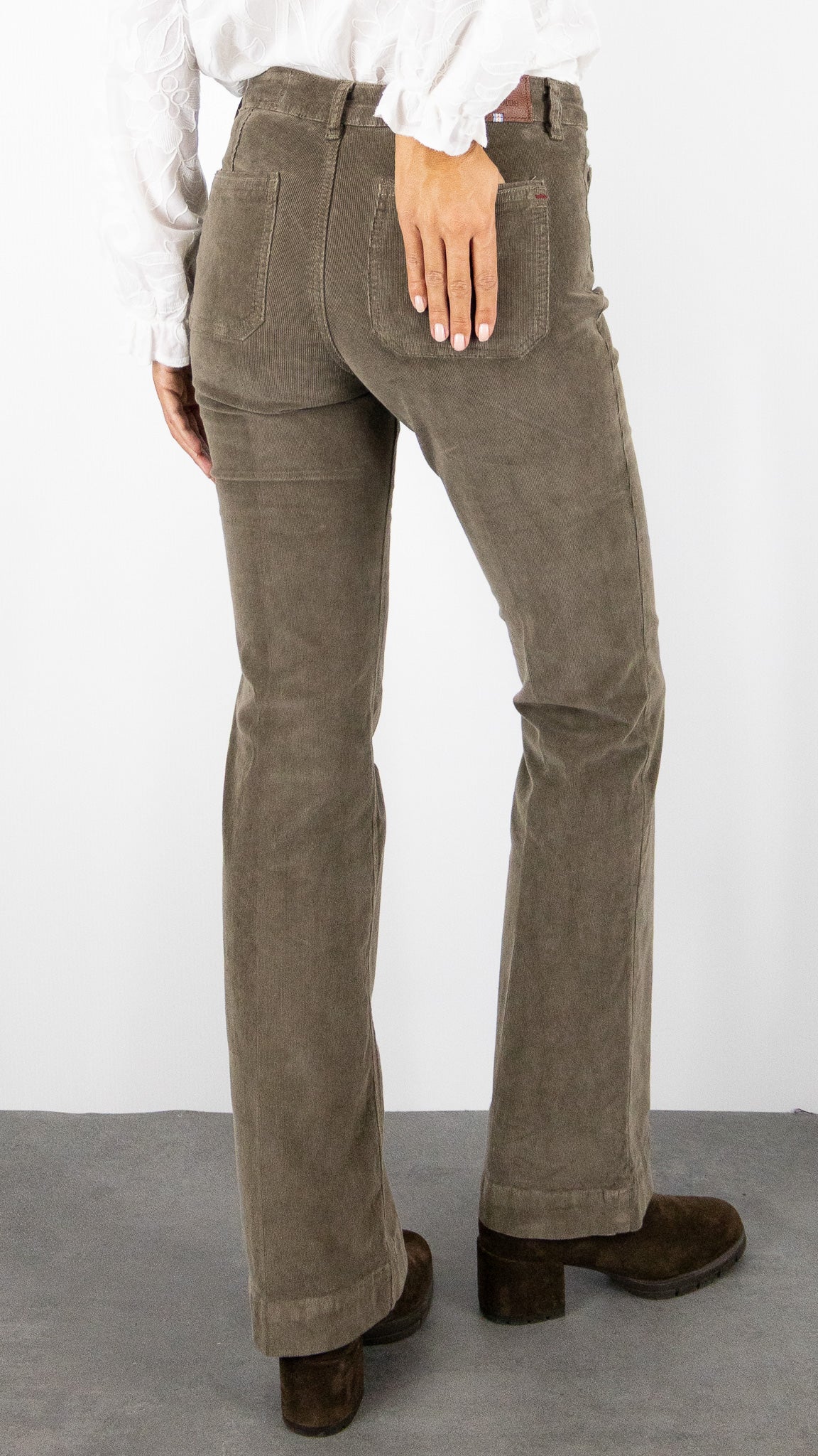 JEANS FLARE EN VELOURS MILLERAIES POUR FEMME JANE BLUE BASTILLE TINY CORD#COLOR_CHATAIGNE/TAUPE