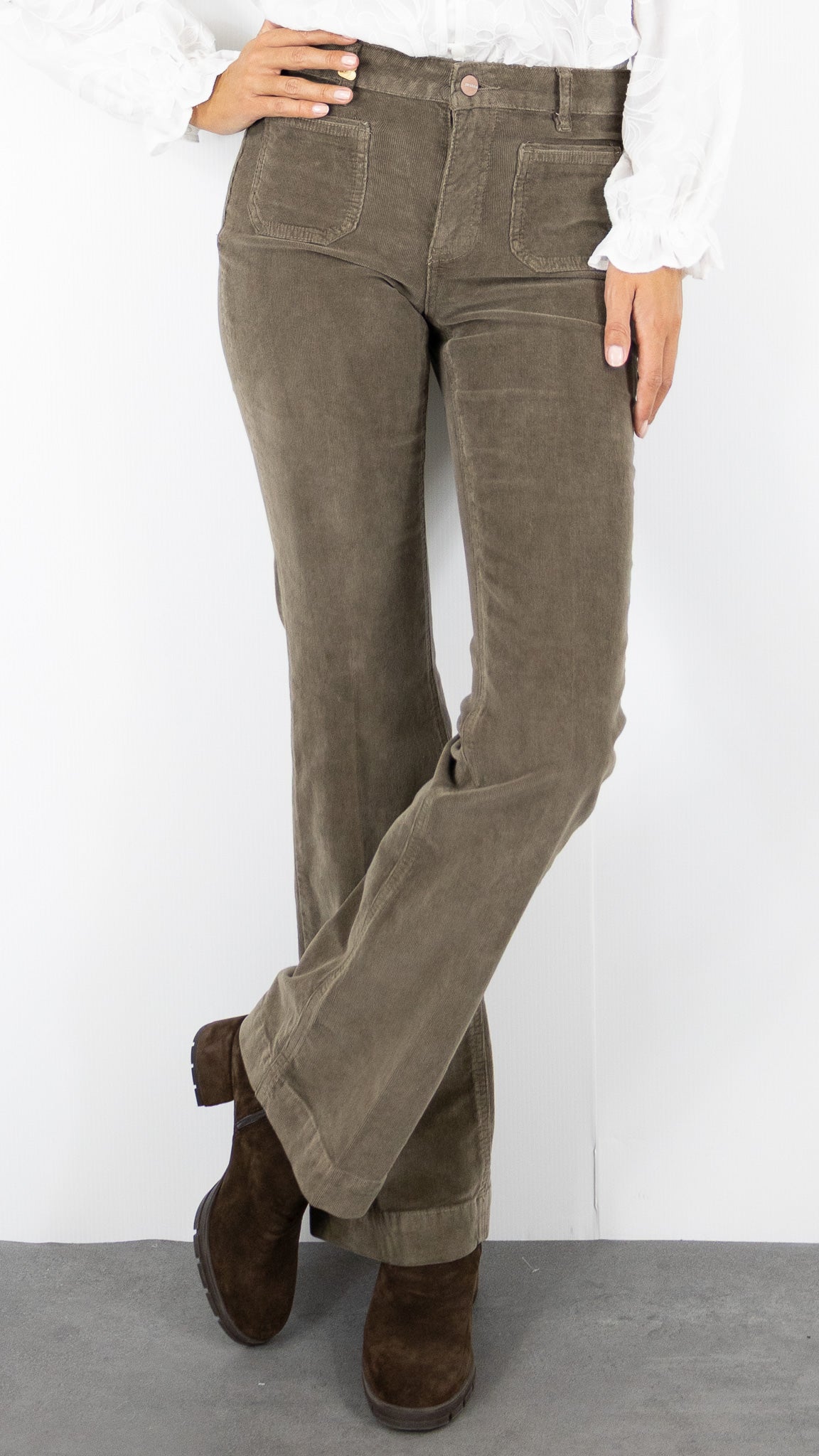 JEANS FLARE EN VELOURS MILLERAIES POUR FEMME JANE BLUE BASTILLE TINY CORD#COLOR_CHATAIGNE/TAUPE