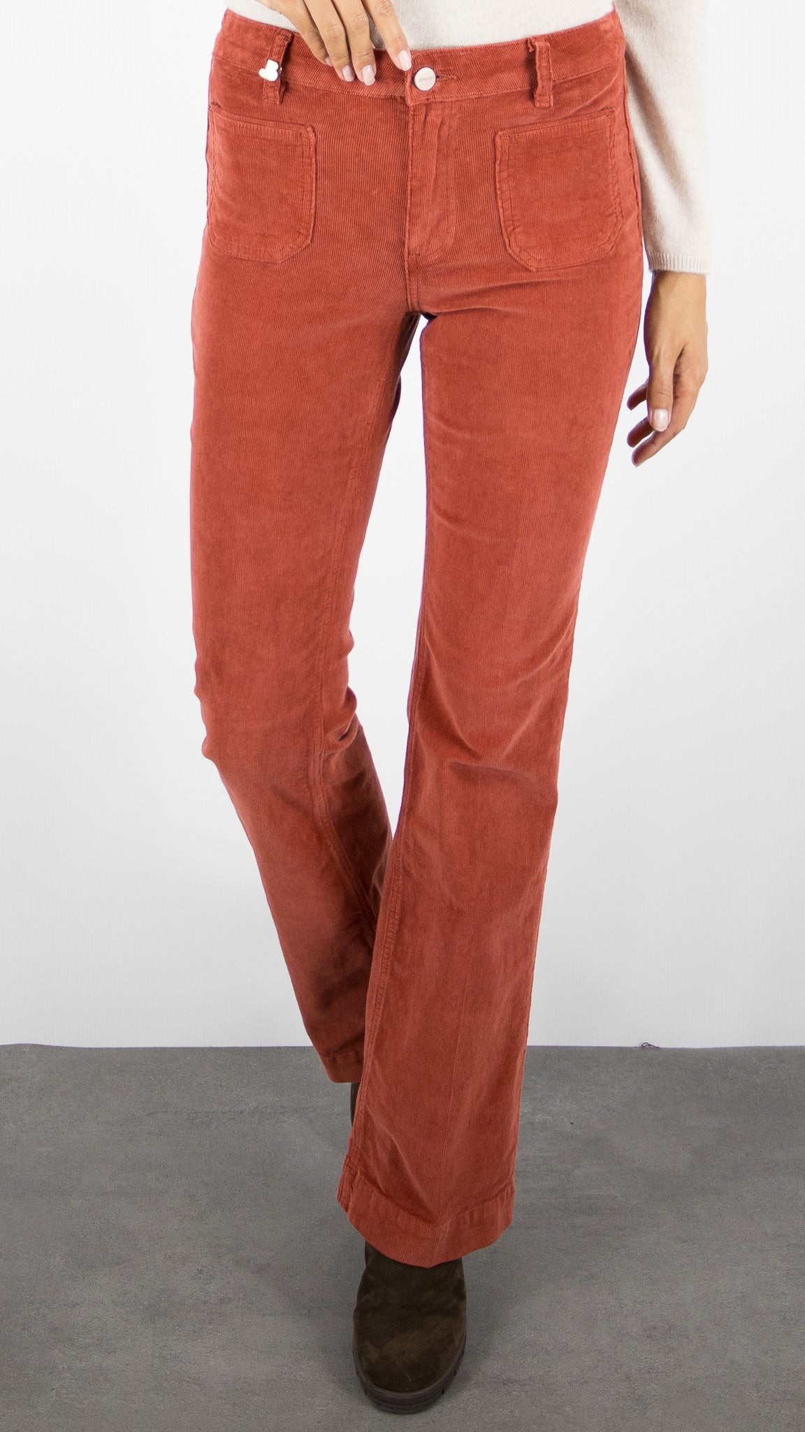 JEANS FLARE EN VELOURS MILLERAIES POUR FEMME JANE BLUE BASTILLE TINY CORD#COLOR_TERRACOTTA/BRIQUE