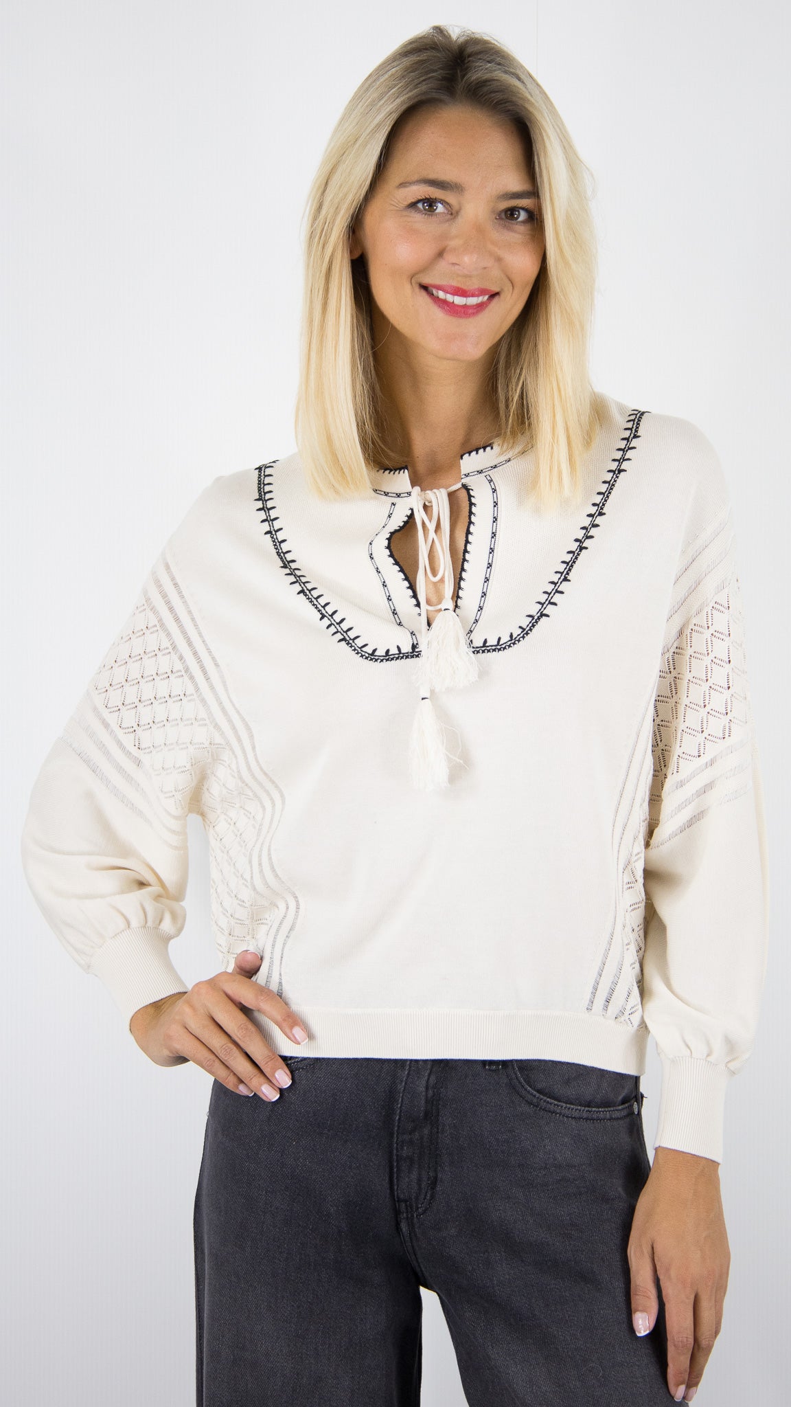 PULL BRODE ECRU OVERSIZE BA&SH BAUSCA 