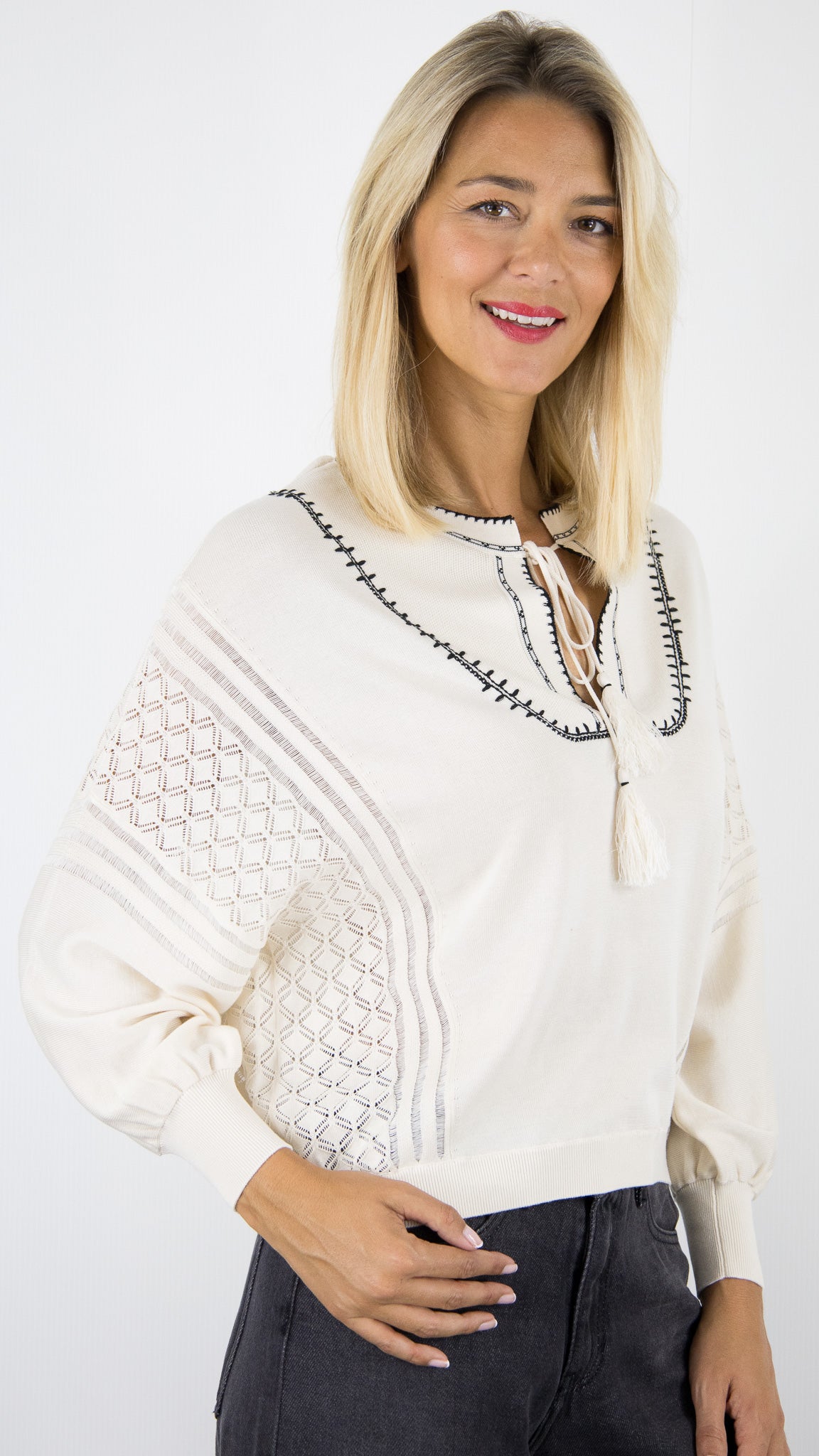 PULL BRODE ECRU OVERSIZE BA&SH BAUSCA 