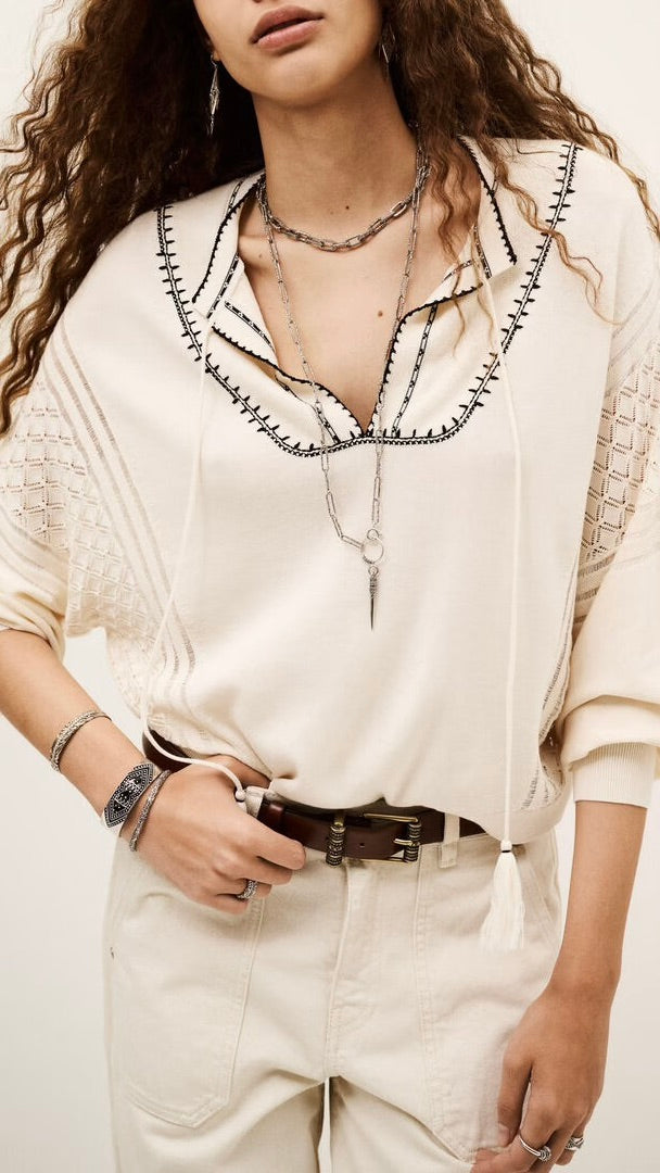 PULL BRODE ECRU OVERSIZE BA&SH BAUSCA 