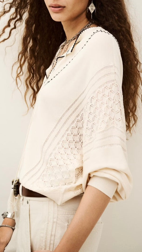 PULL BRODE ECRU OVERSIZE BA&SH BAUSCA 