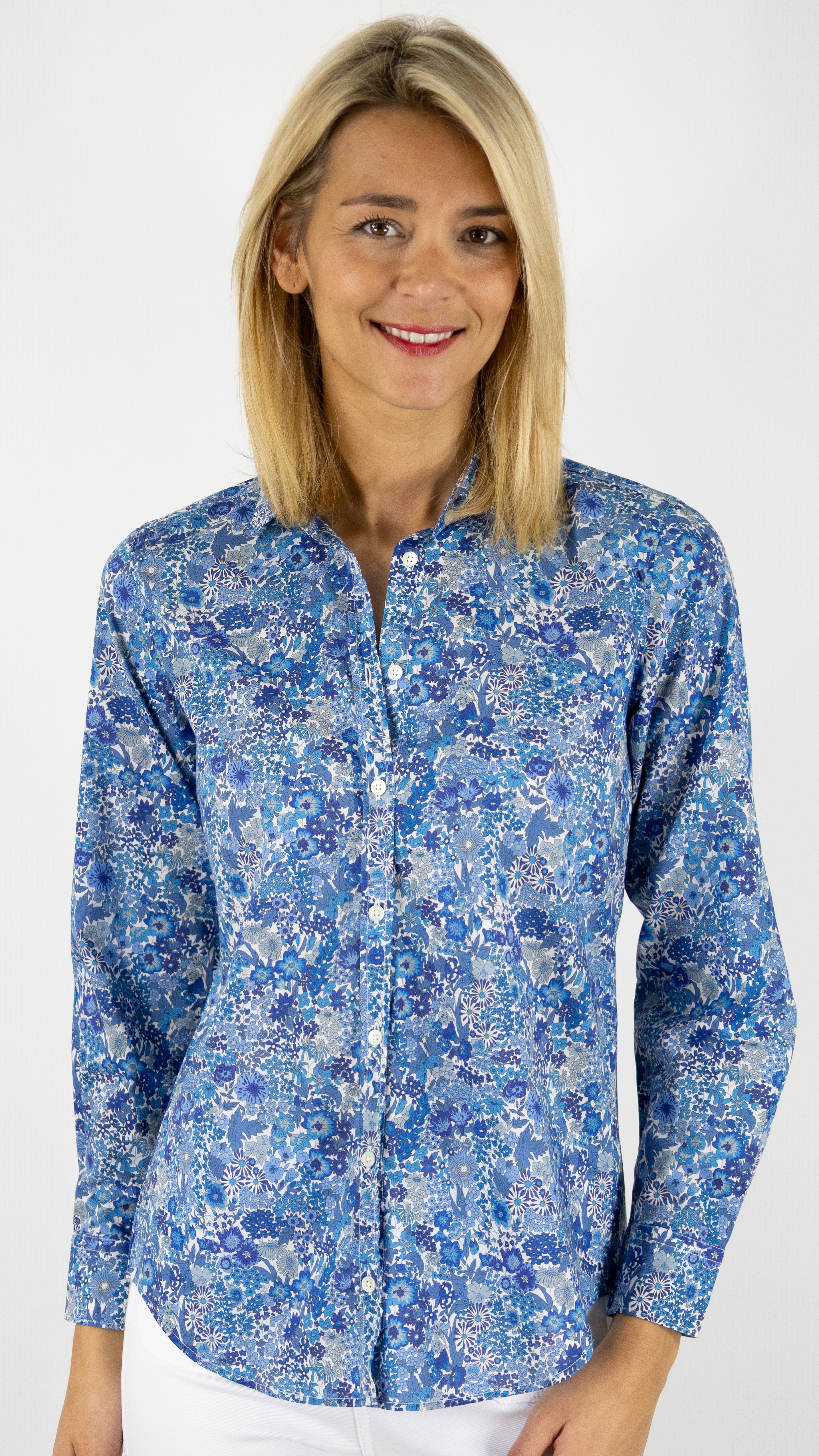 CHEMISE IMPRIMEE LIBERTY EN COTON HARTFORD CORAZON BDCM635#COLOR_02/BLUE