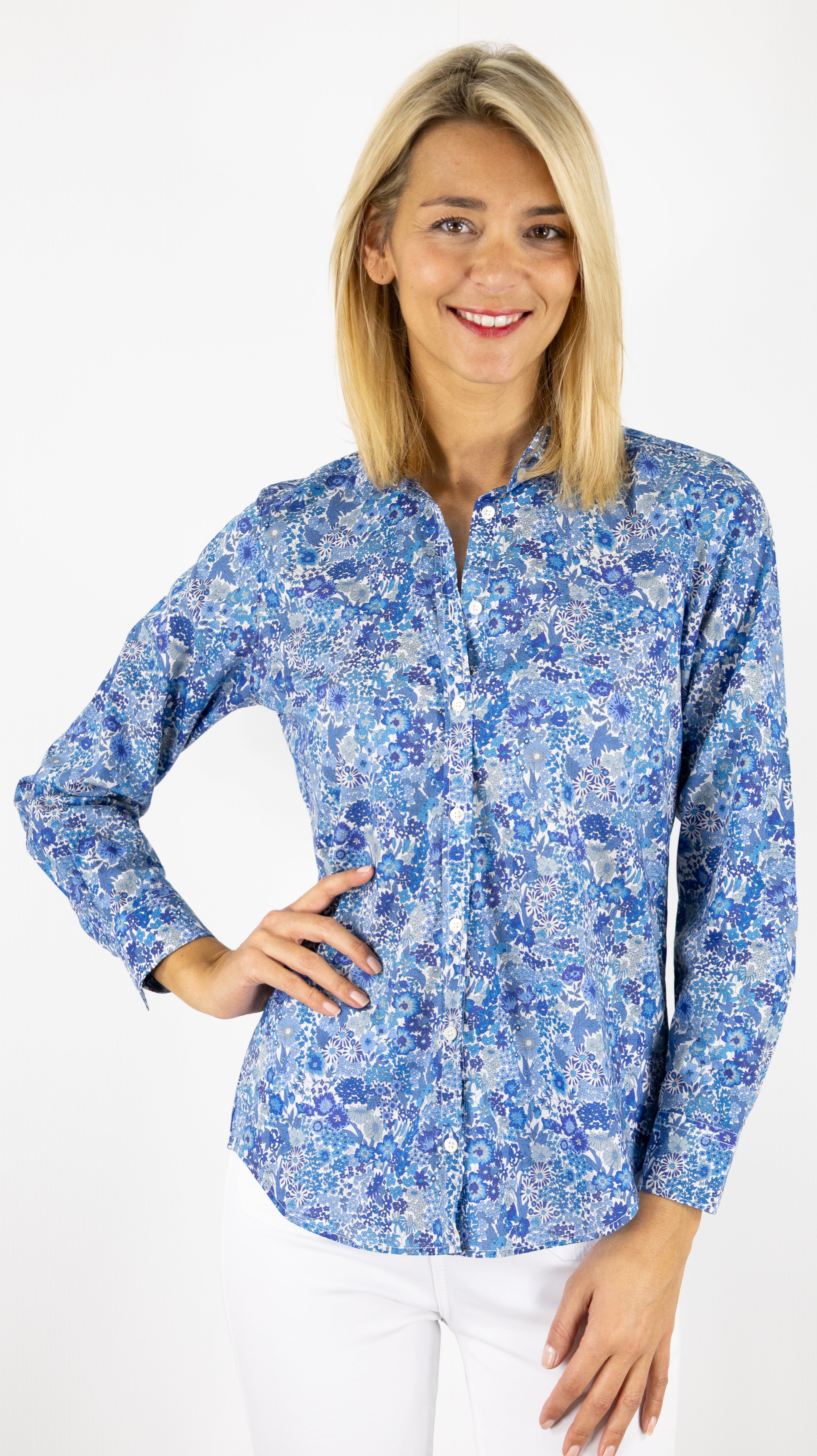 CHEMISE IMPRIMEE LIBERTY EN COTON HARTFORD CORAZON BDCM635#COLOR_02/BLUE