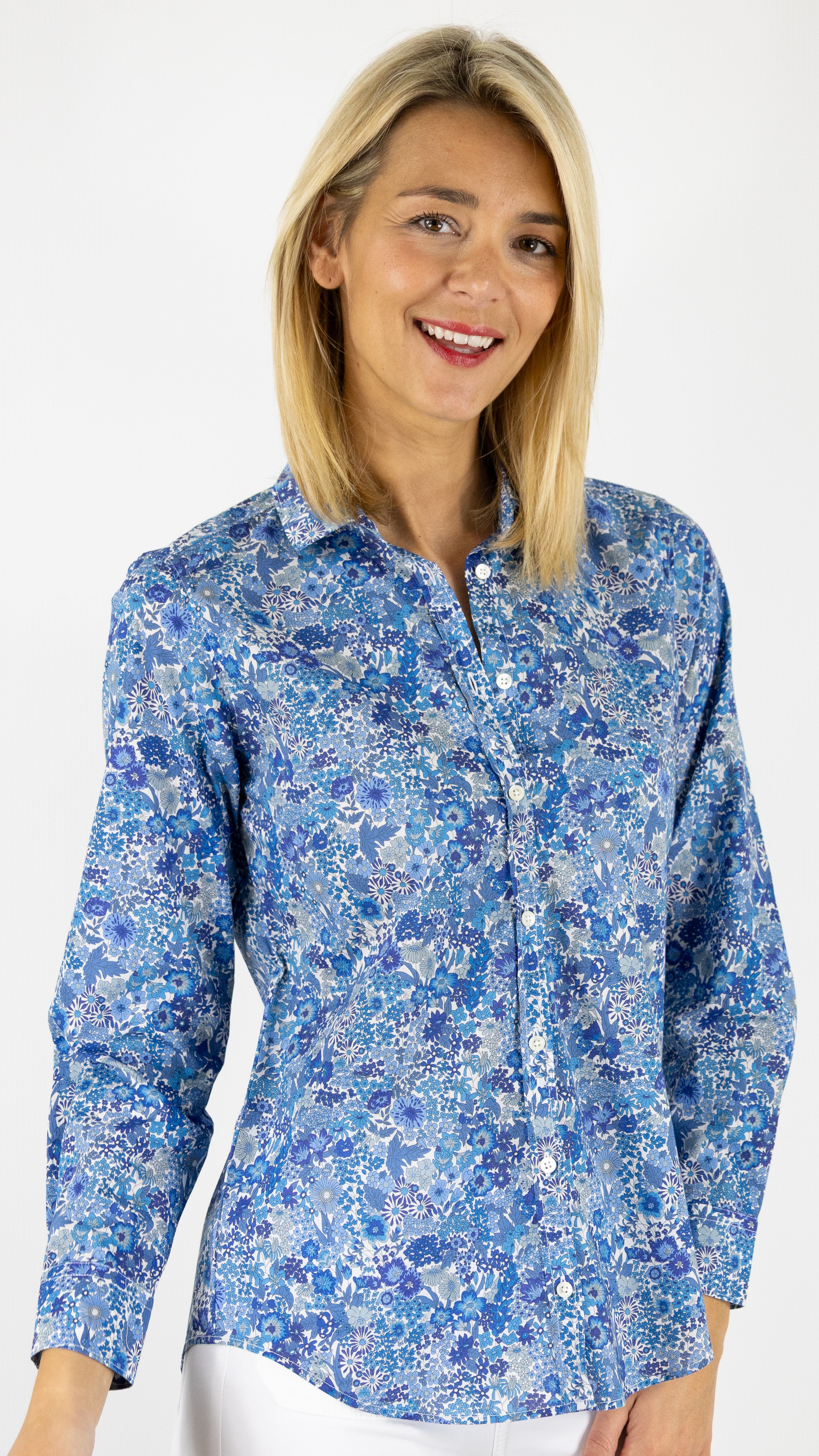 CHEMISE IMPRIMEE LIBERTY EN COTON HARTFORD CORAZON BDCM635#COLOR_02/BLUE