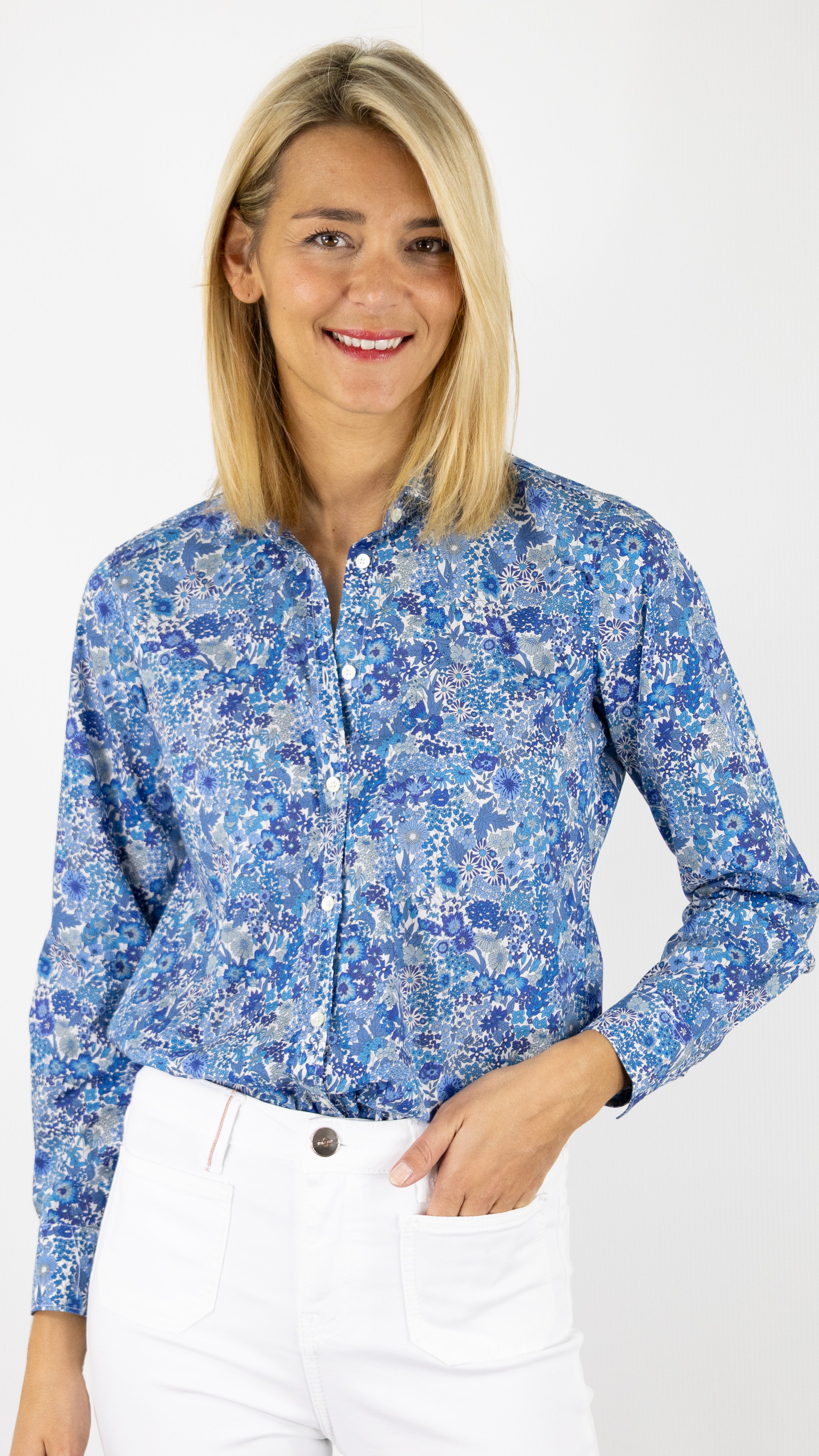 CHEMISE IMPRIMEE LIBERTY EN COTON HARTFORD CORAZON BDCM635#COLOR_02/BLUE