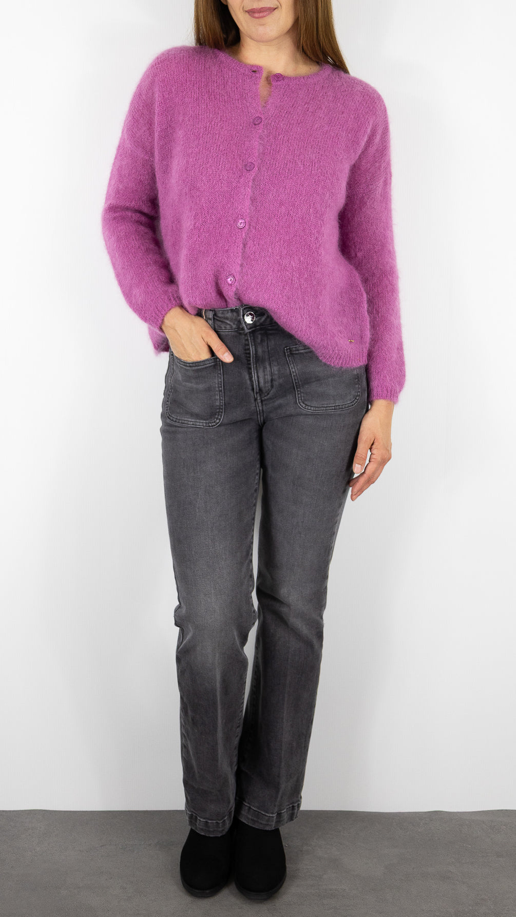 CARDIGAN EN KID MOHAIR FEMME DES PETITS HAUTS BEA#COLOR_FRAMBOISE/ROSE