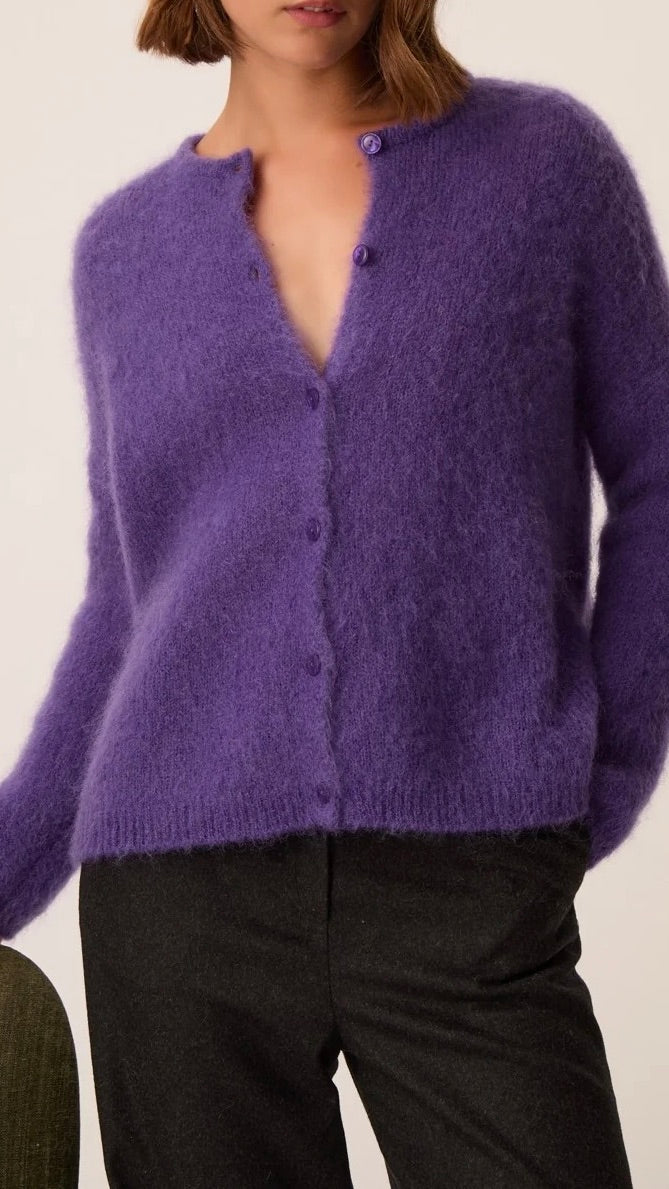 CARDIGAN EN KID MOHAIR POUR FEMME DES PETITS HAUTS BEA#COLOR_IRIS VIOLET